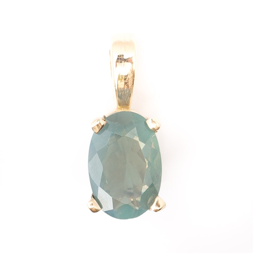 14K Yellow Gold Alexandrite Pendant