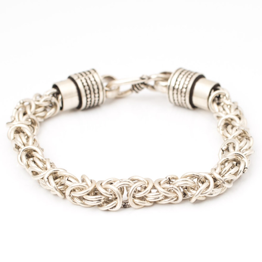 Sterling Silver Byzantine Link Bracelet