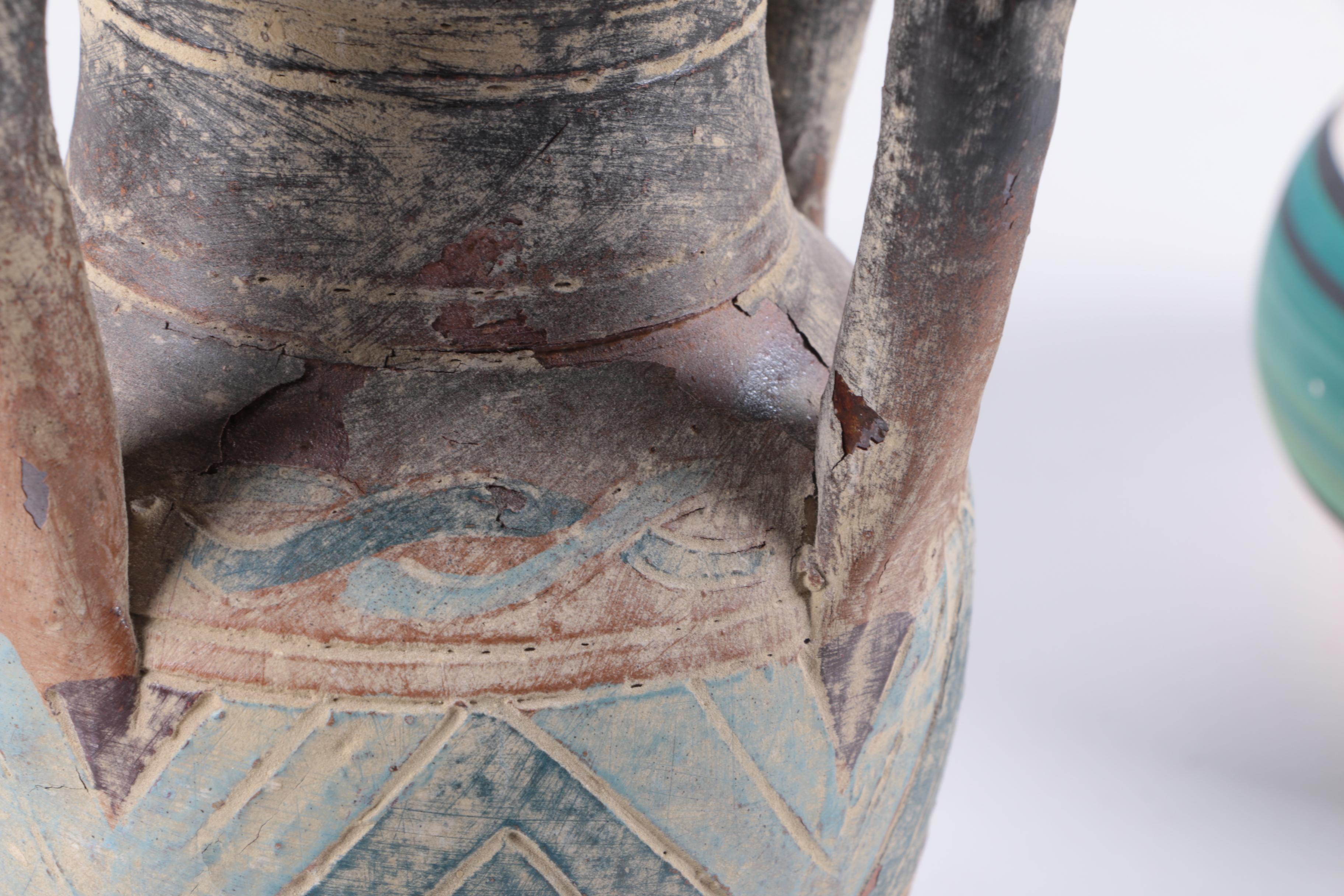 Signed Ute Mountain Native American Pottery Vase and Southwestern Style Vase