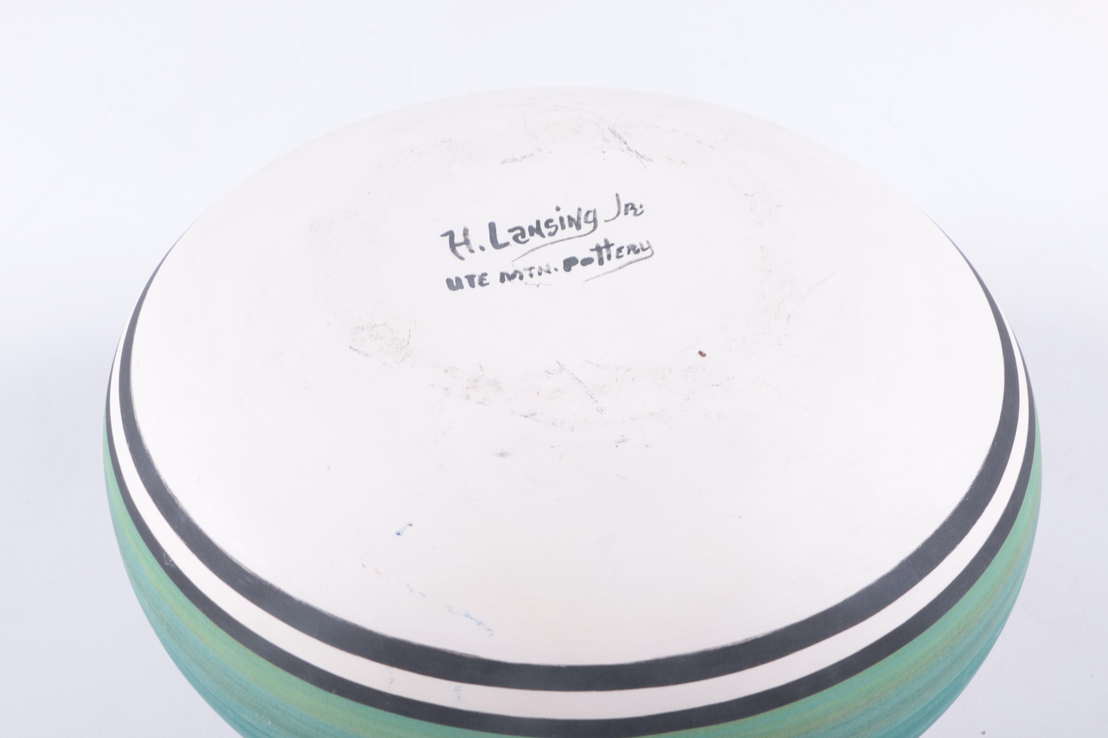 Signed Ute Mountain Native American Pottery Vase and Southwestern Style Vase