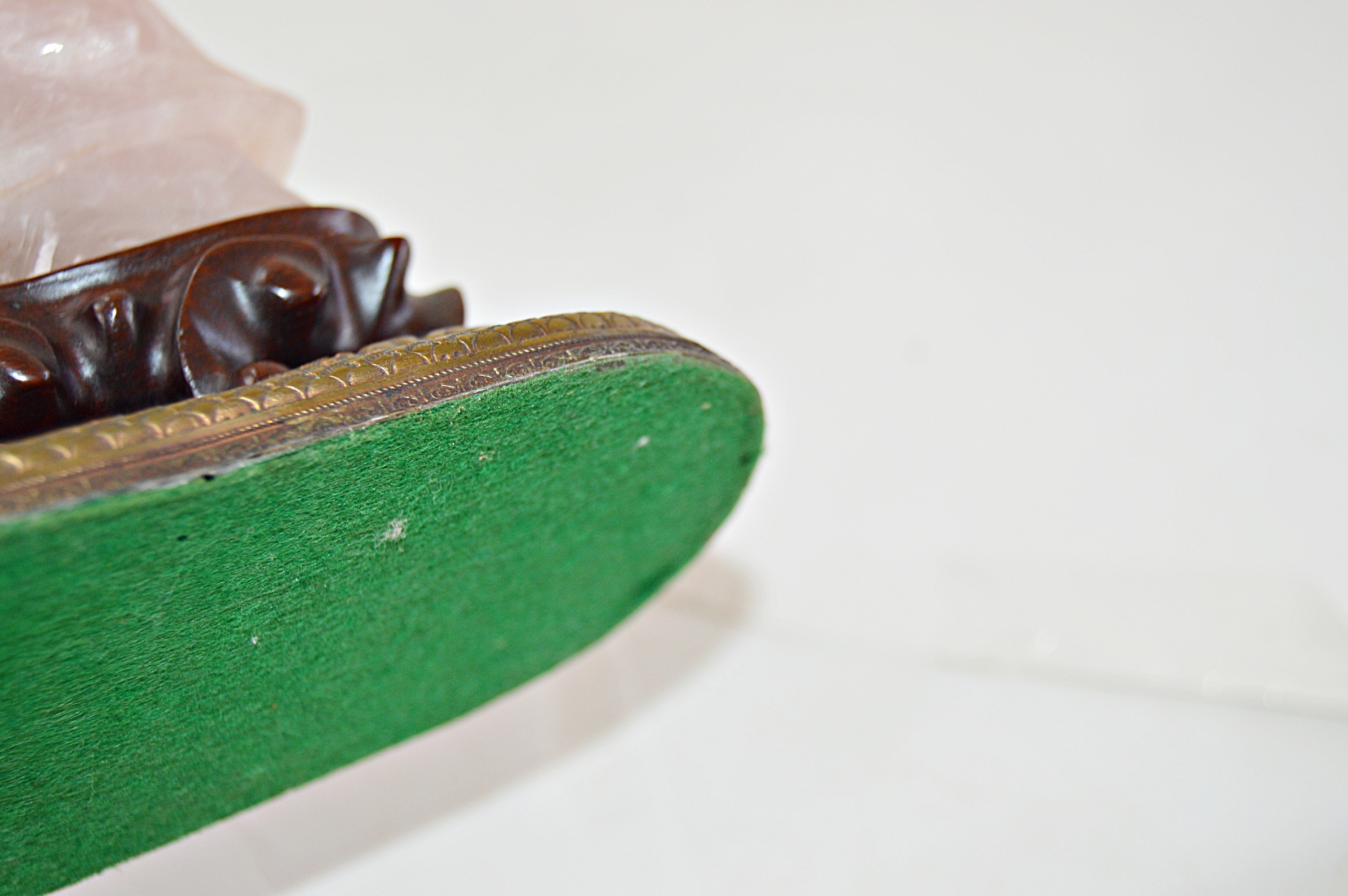 Vintage Chinese Rose Quartz Figural Table Lamp