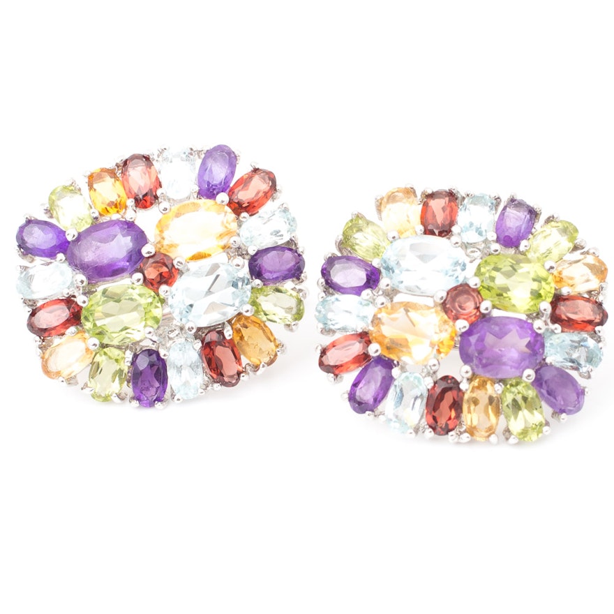 Sterling Silver Multicolor Gemstone Earrings