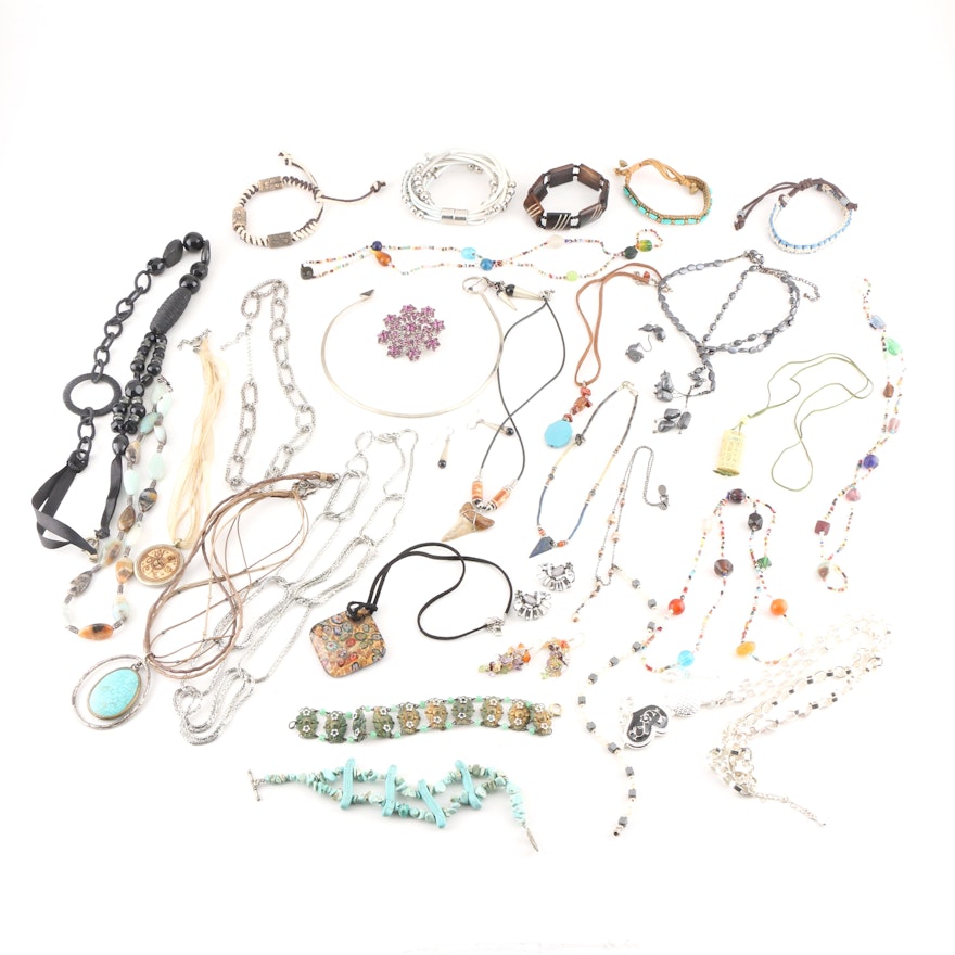 Assortment of Costume Jewelry Including Gemstones