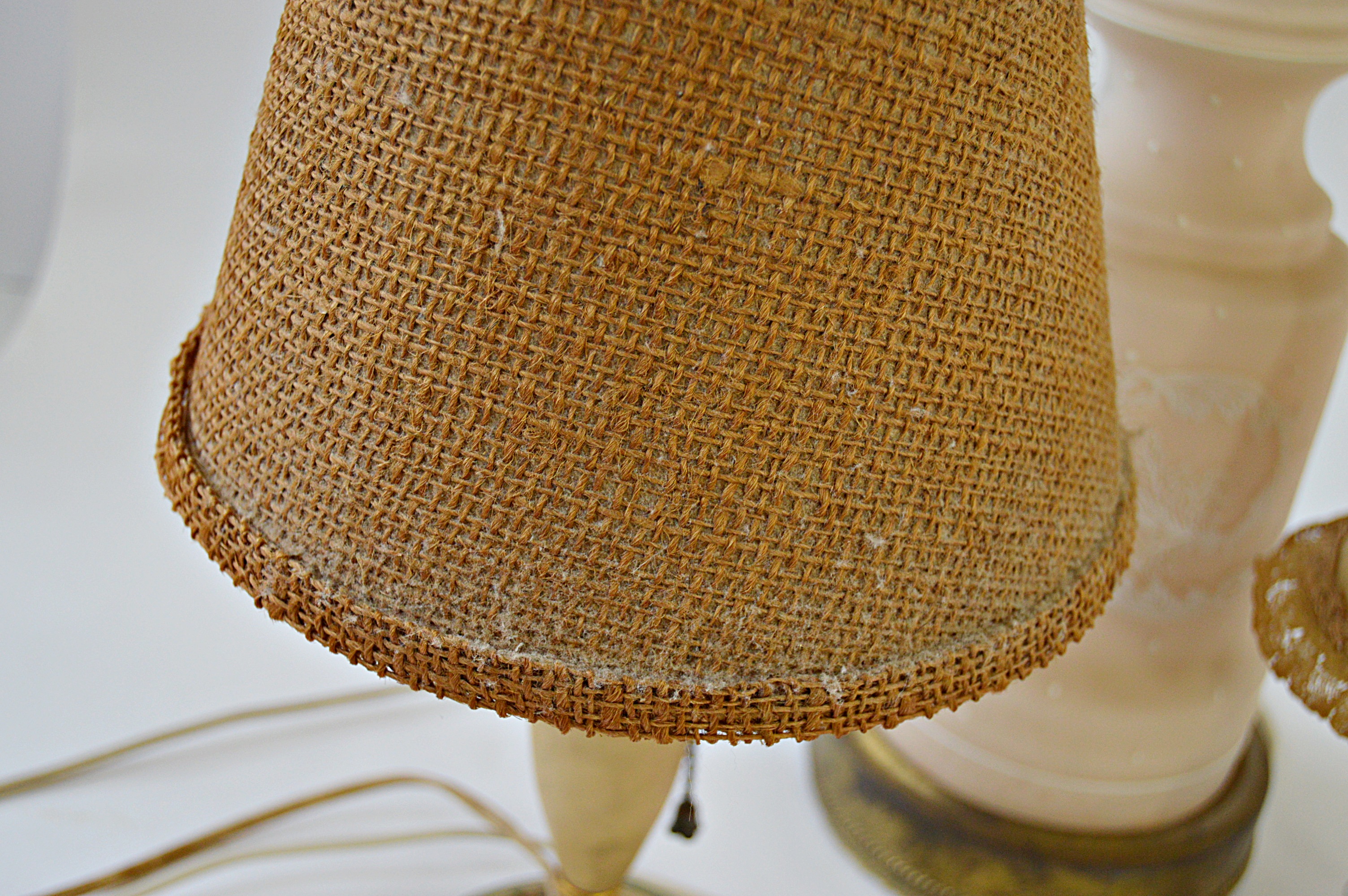 Vintage Lamp Group with Copper Tone, Porcelain, Opaline Glass