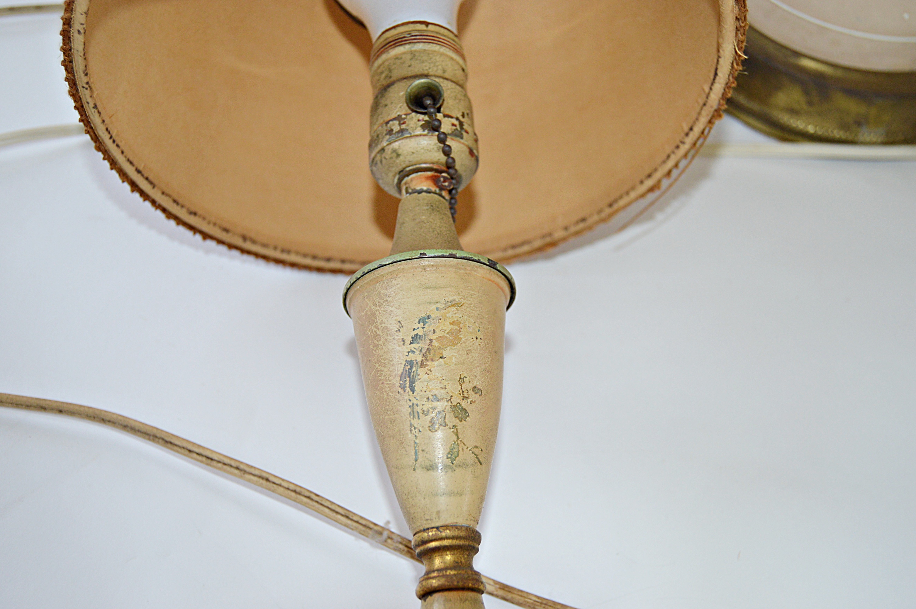 Vintage Lamp Group with Copper Tone, Porcelain, Opaline Glass