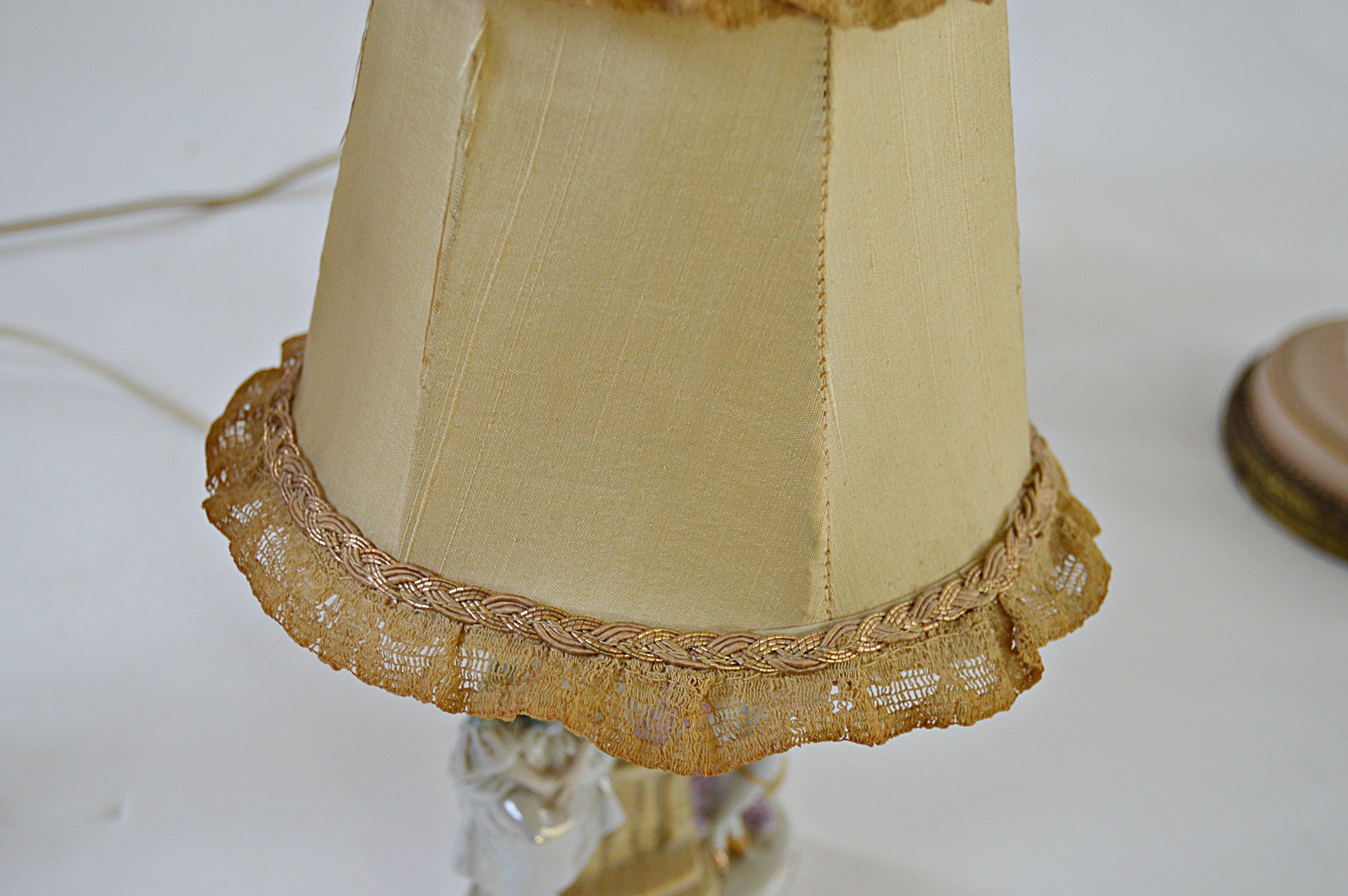 Vintage Lamp Group with Copper Tone, Porcelain, Opaline Glass