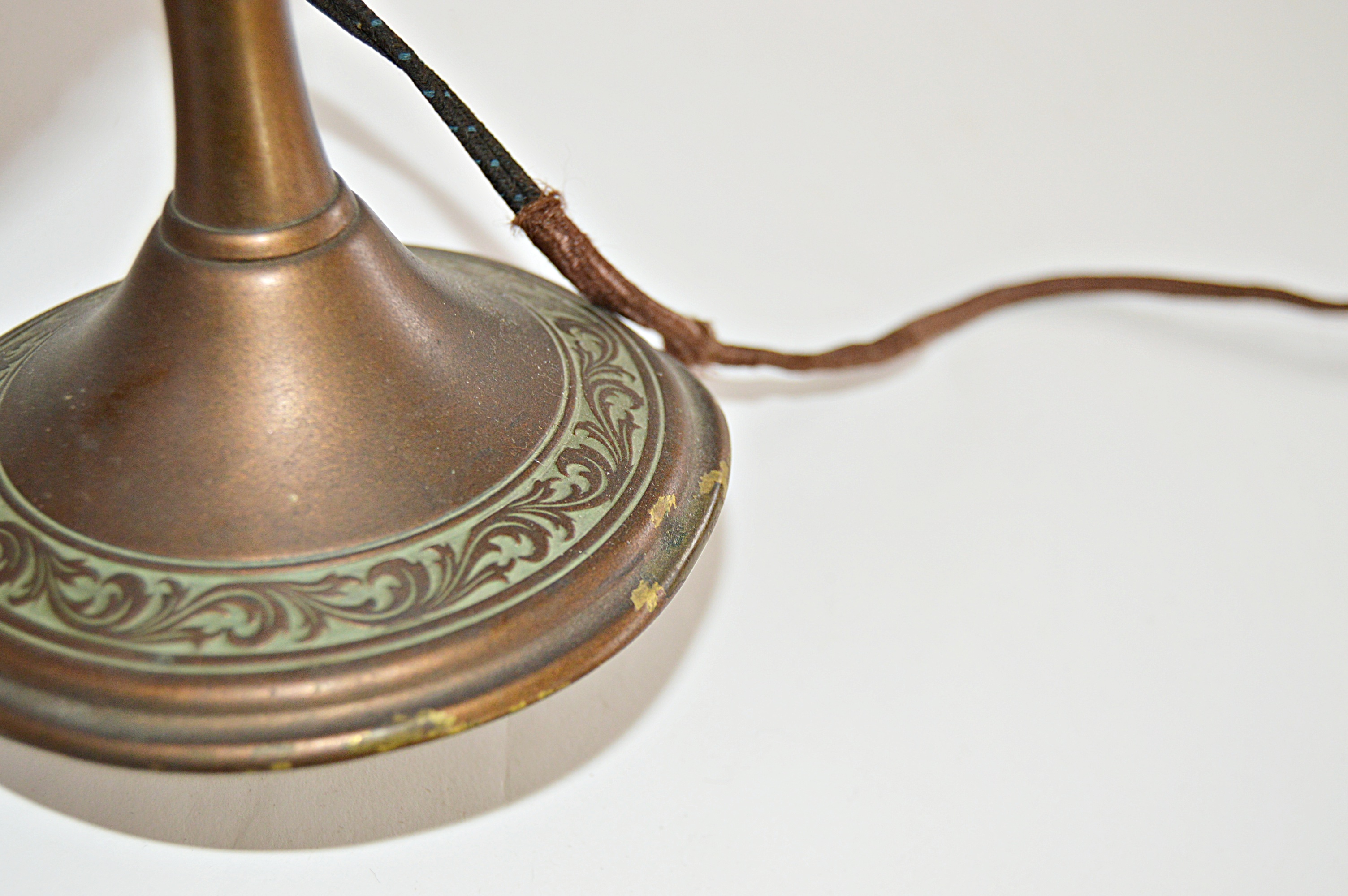 Vintage Lamp Group with Copper Tone, Porcelain, Opaline Glass