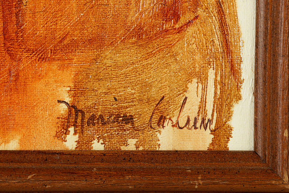 Marian Carlsen Painting on Canvas Board of Children with Ice Cream