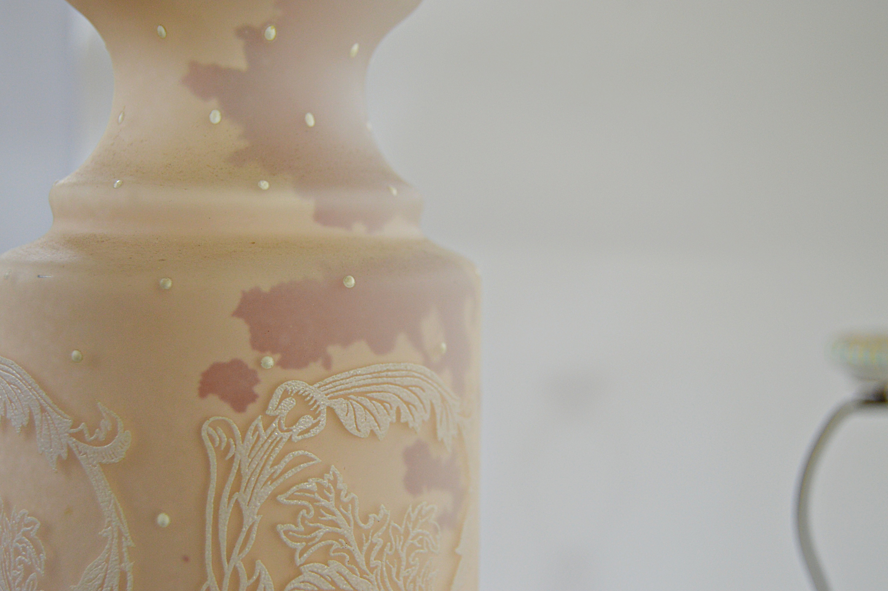 Vintage Lamp Group with Copper Tone, Porcelain, Opaline Glass