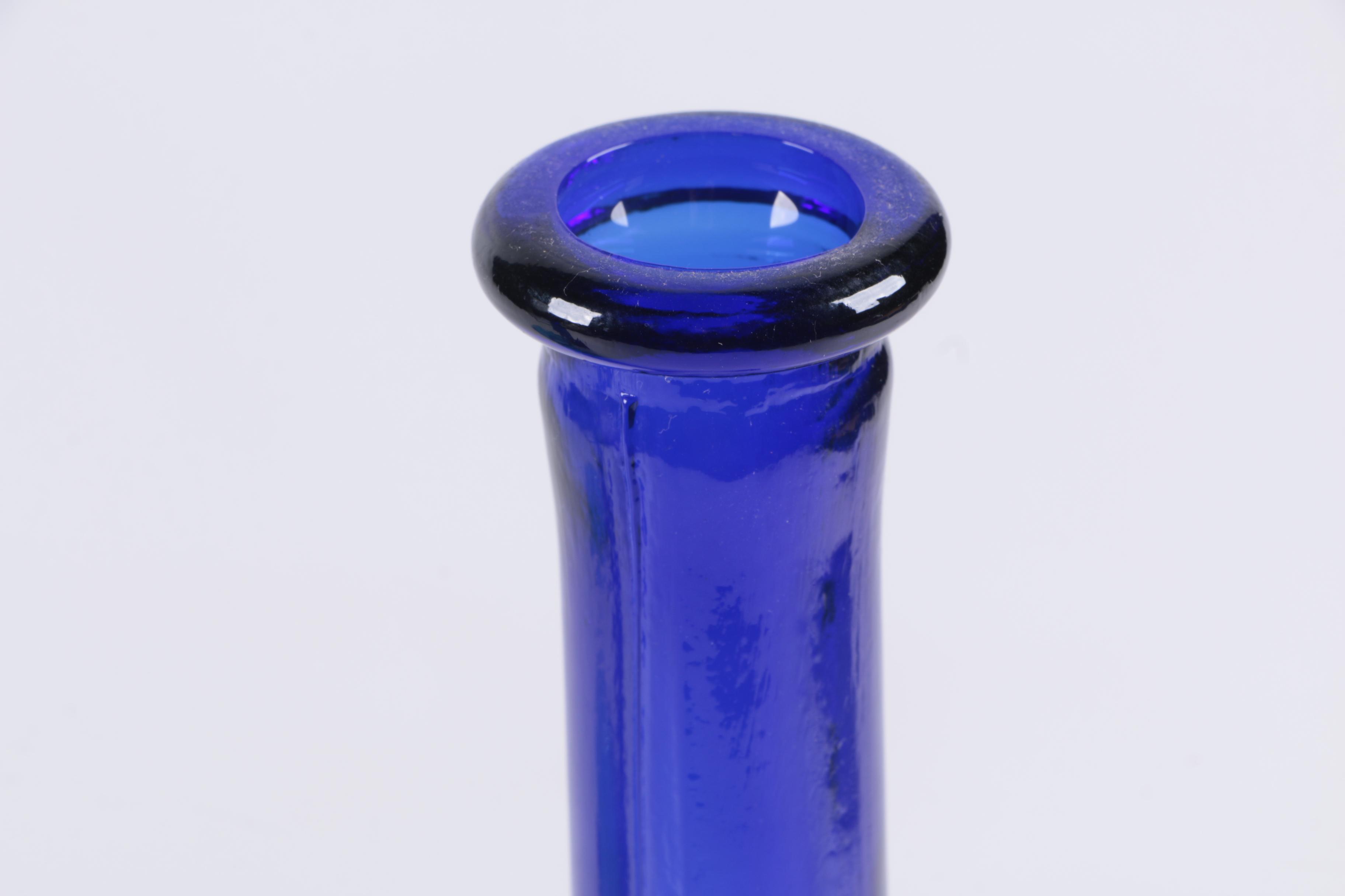 Handmade Blenko Blue Glass Bottle