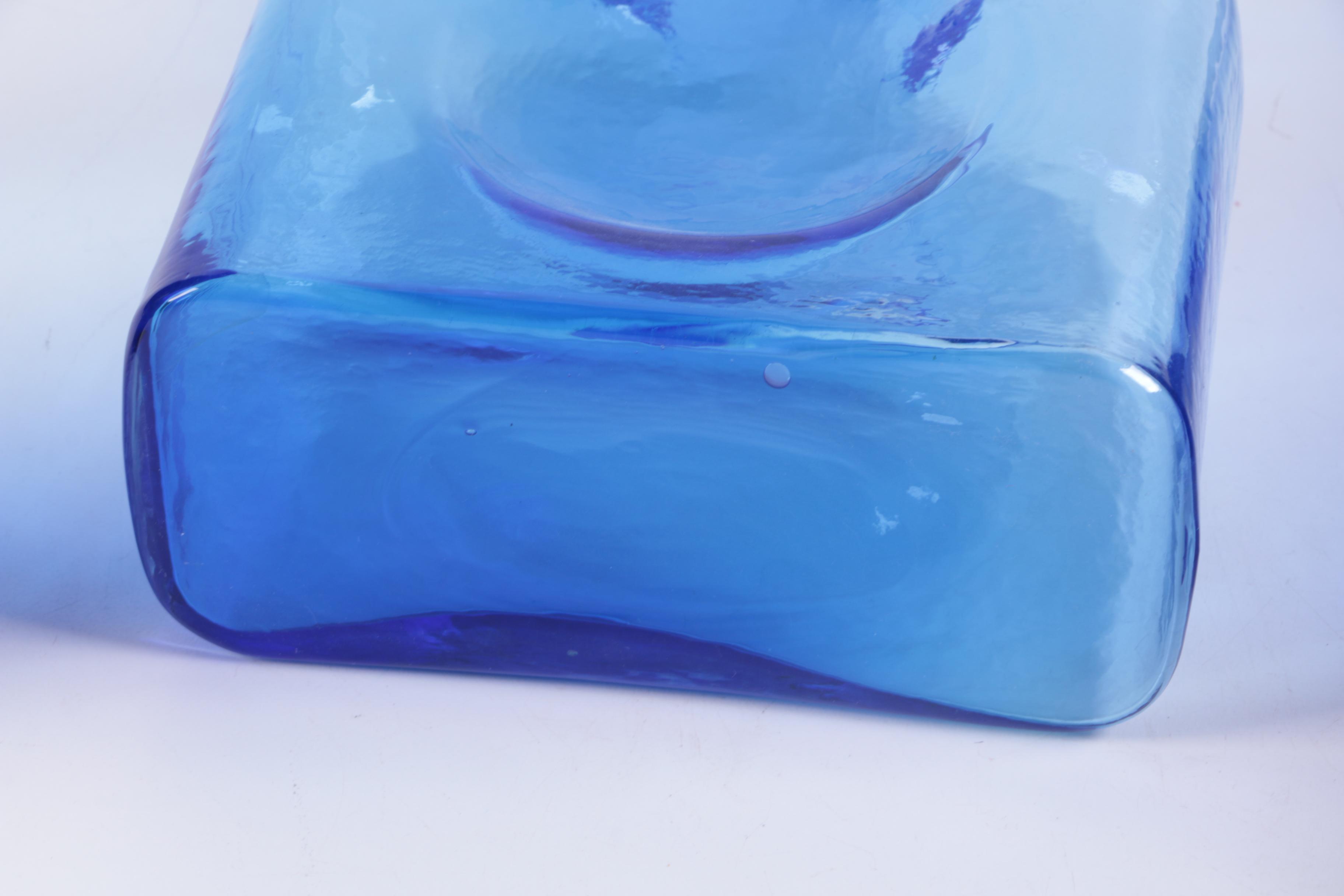 Handmade Blenko Blue Glass Bottle