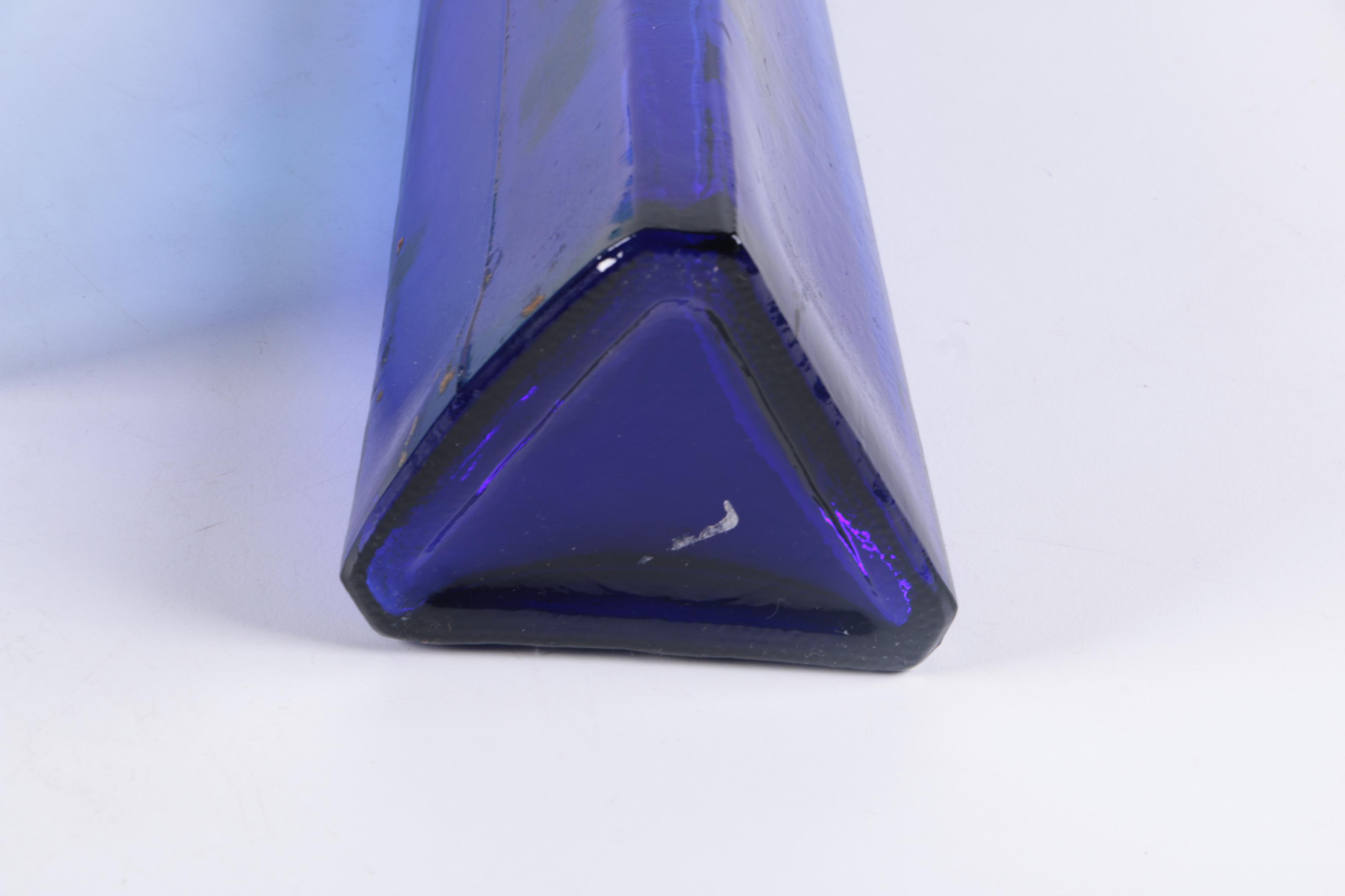 Handmade Blenko Blue Glass Bottle