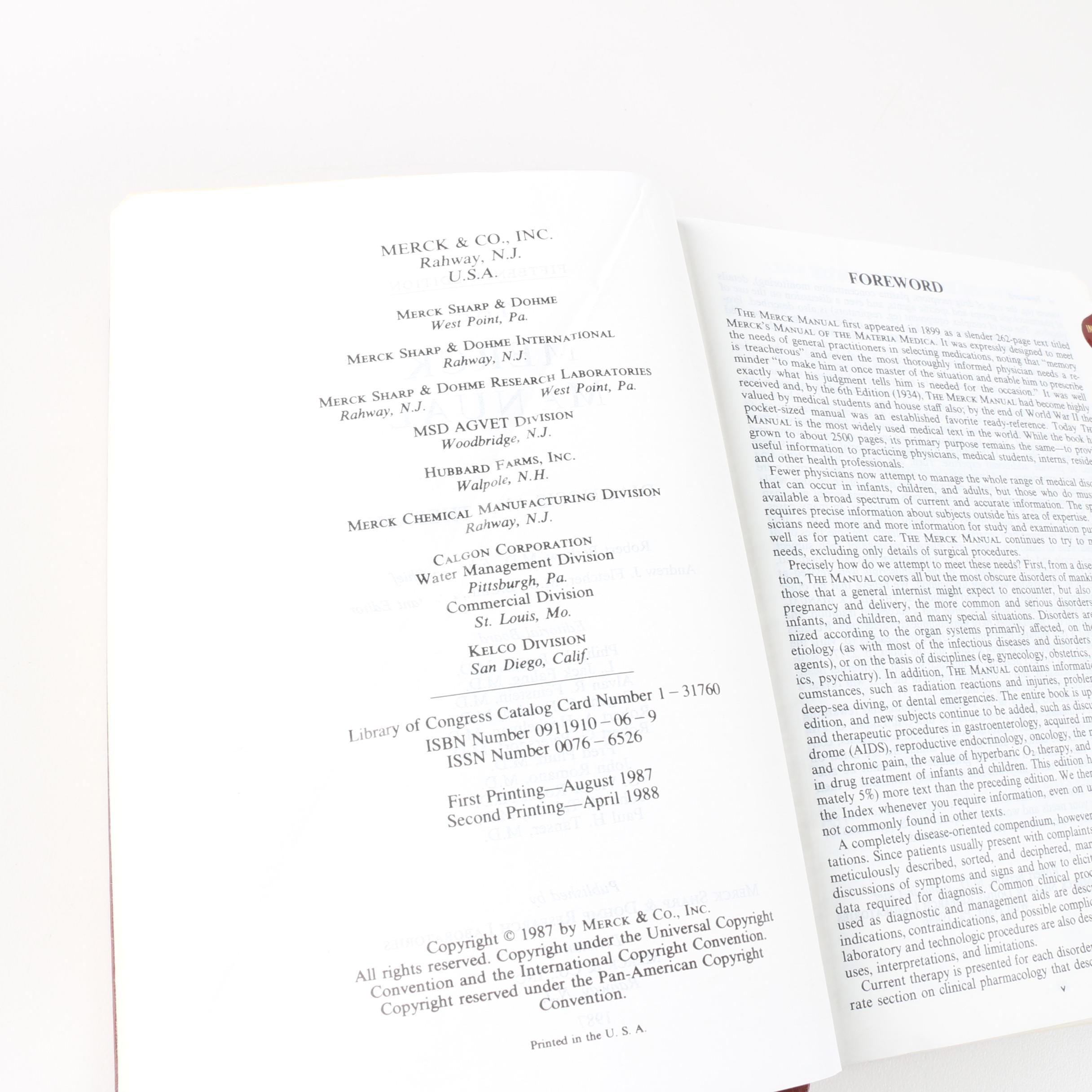 1987 "Merck Manual" and 1993 "Climber's Guide: Mountain Sickness" Medical Books