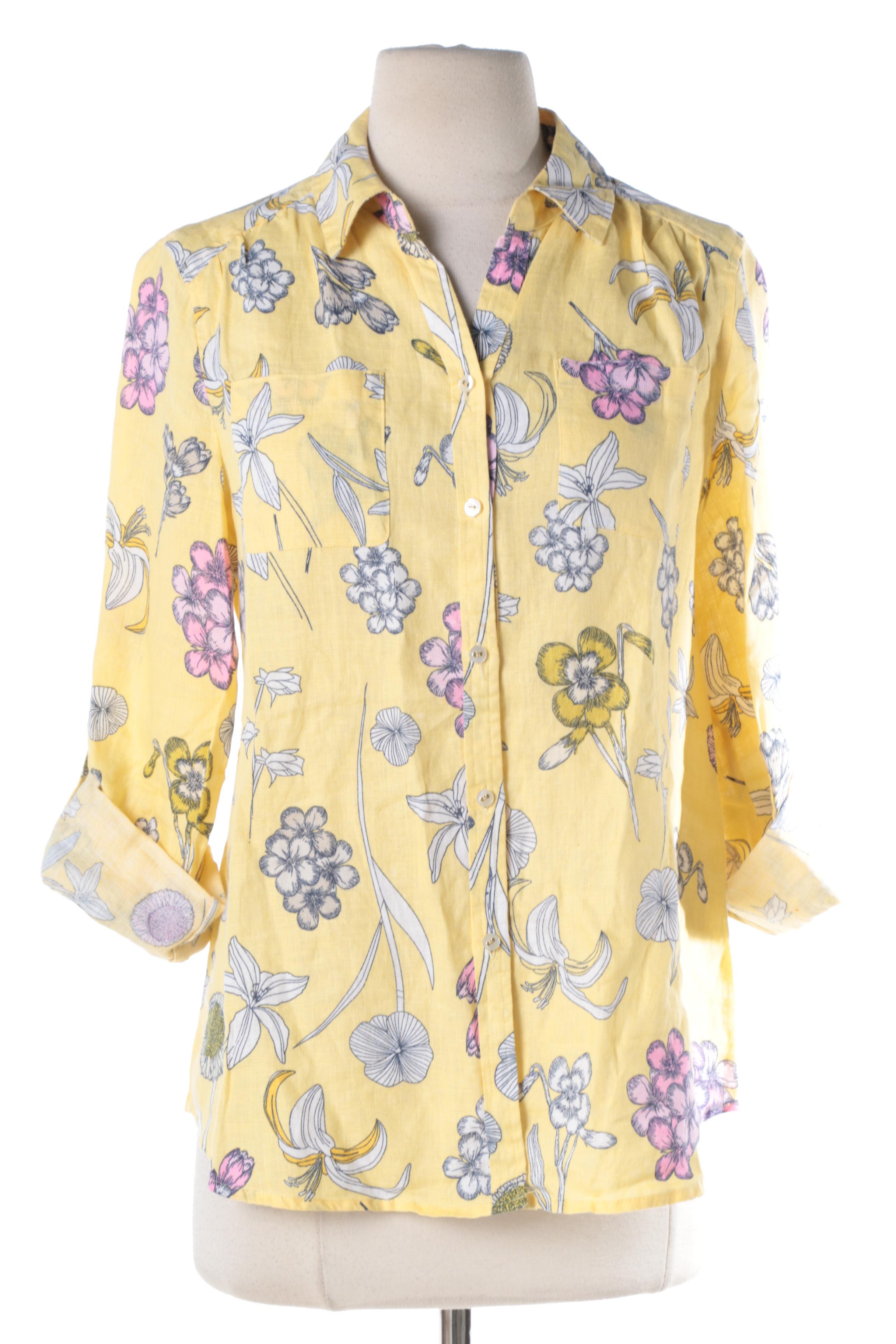 Linen Charter Club Luxury Floral Button-Down Blouses
