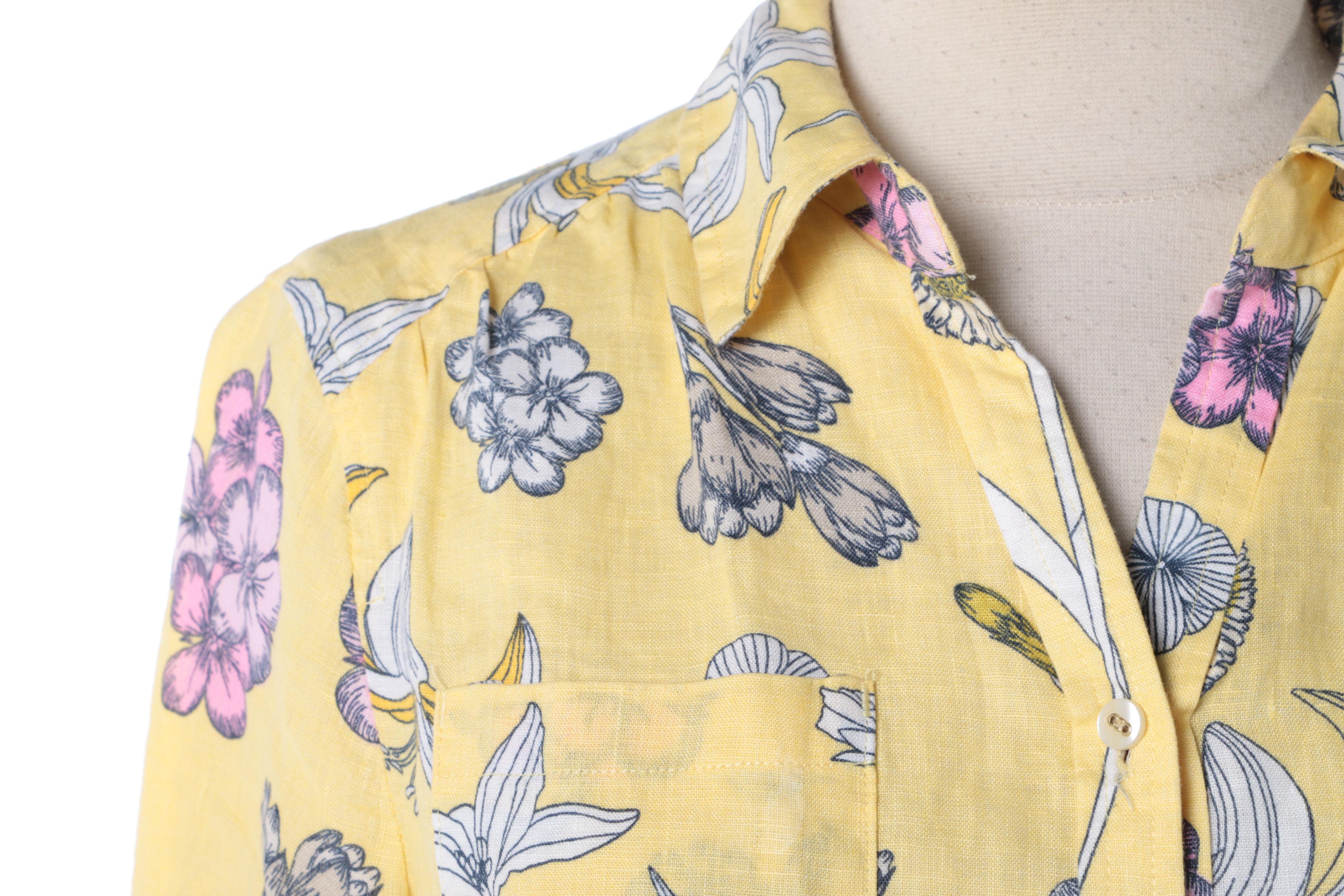 Linen Charter Club Luxury Floral Button-Down Blouses