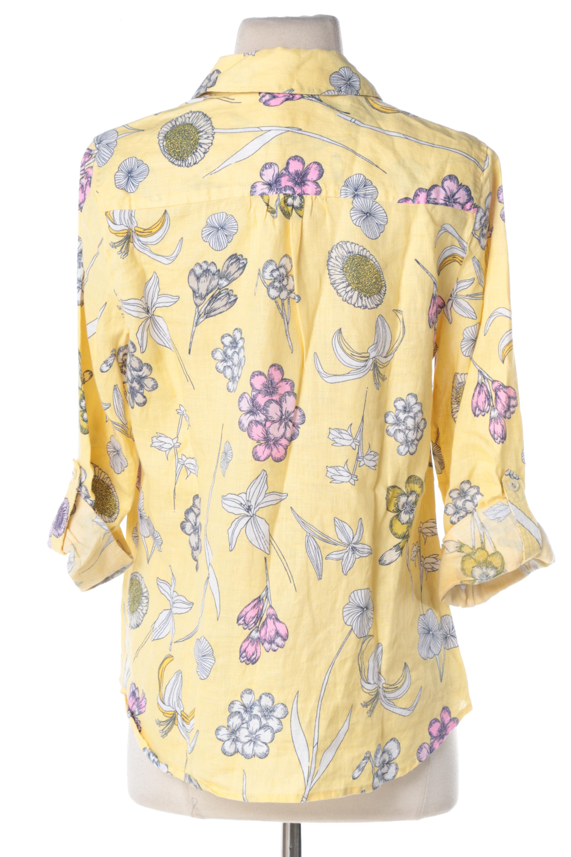 Linen Charter Club Luxury Floral Button-Down Blouses