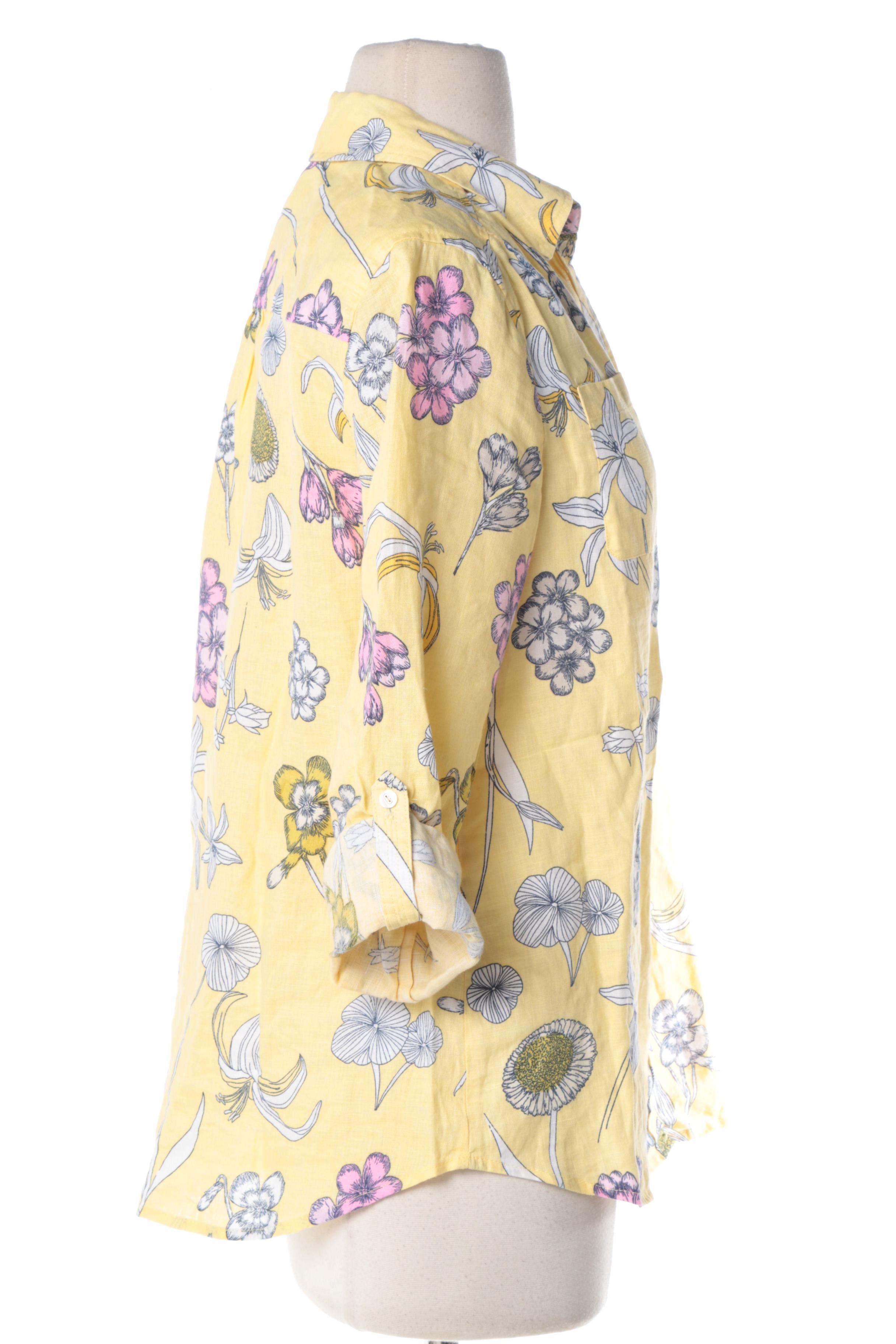 Linen Charter Club Luxury Floral Button-Down Blouses