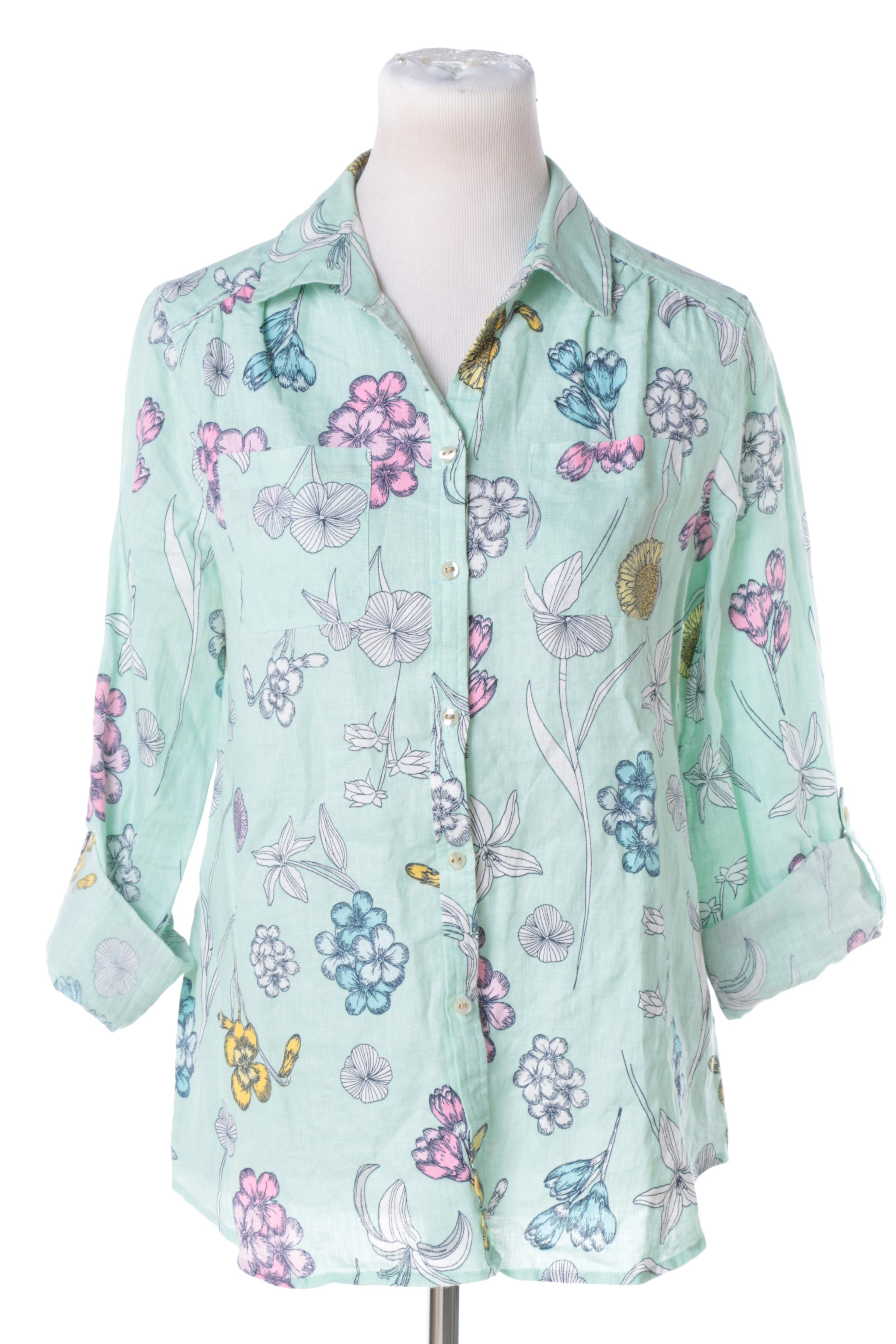 Linen Charter Club Luxury Floral Button-Down Blouses