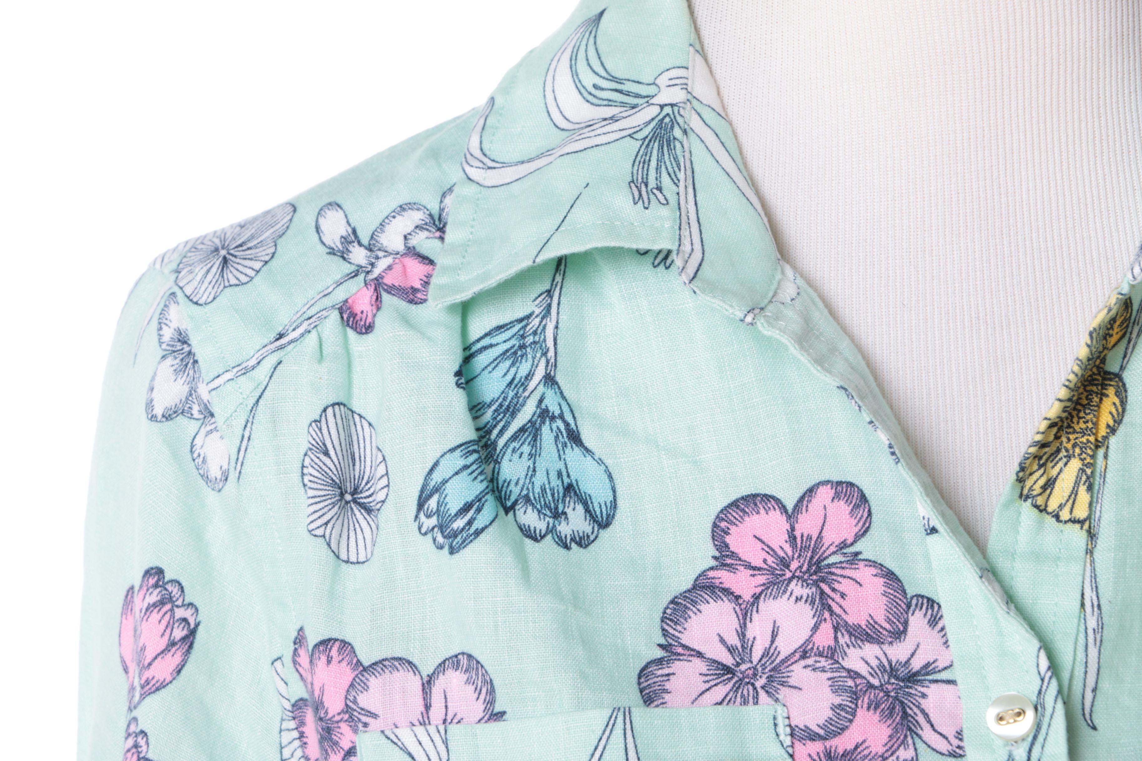 Linen Charter Club Luxury Floral Button-Down Blouses