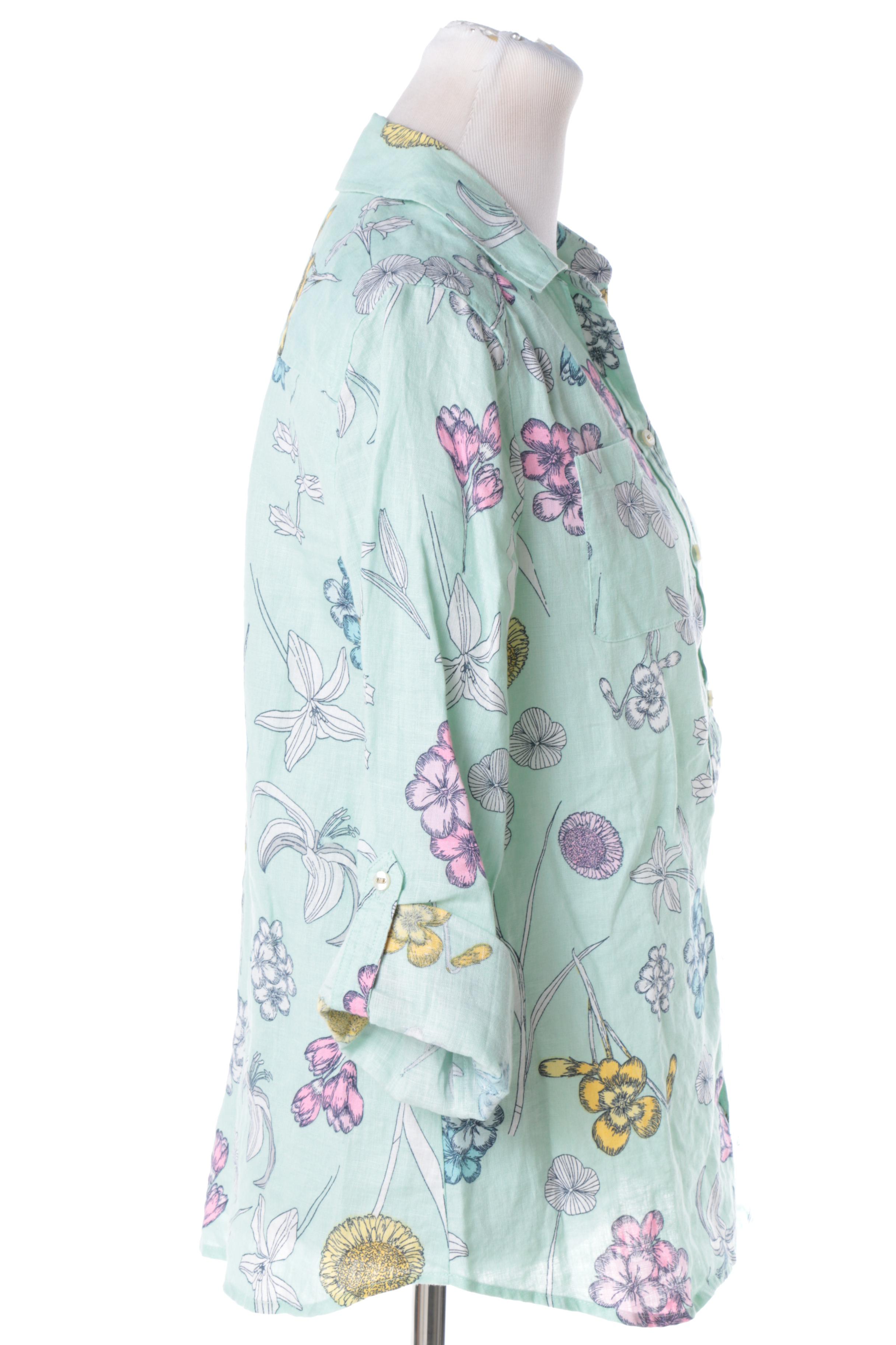 Linen Charter Club Luxury Floral Button-Down Blouses