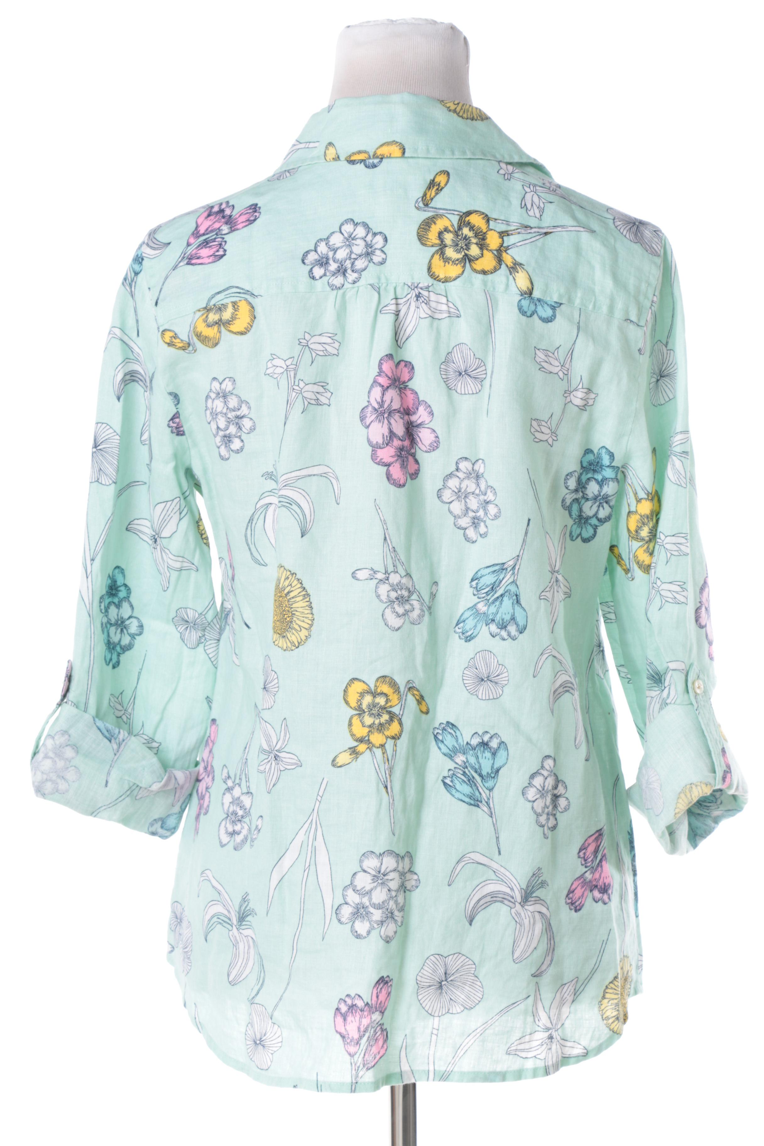Linen Charter Club Luxury Floral Button-Down Blouses
