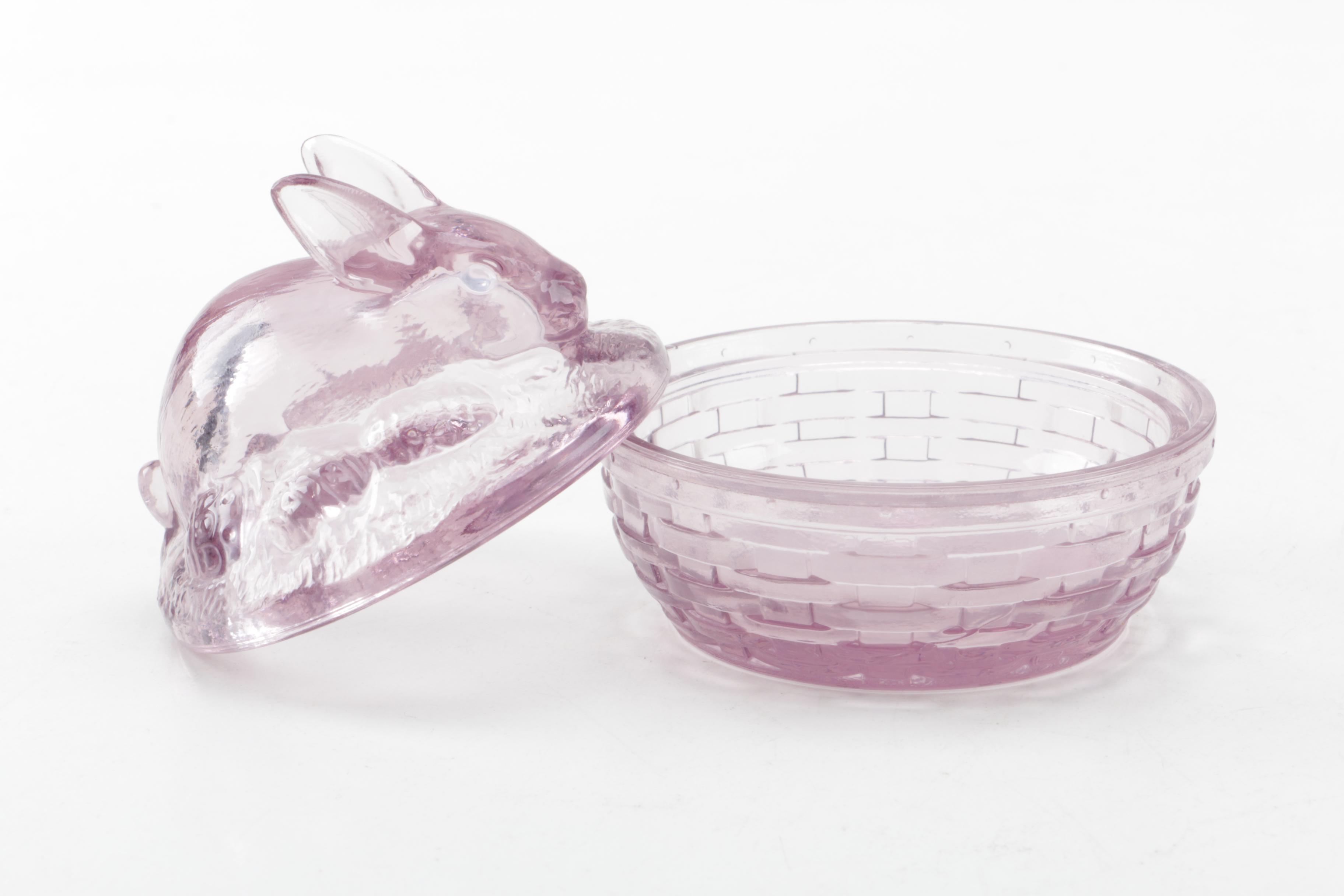 Longaberger Collectors Club Crocus Basket and Lavender Easter Bunny Dish