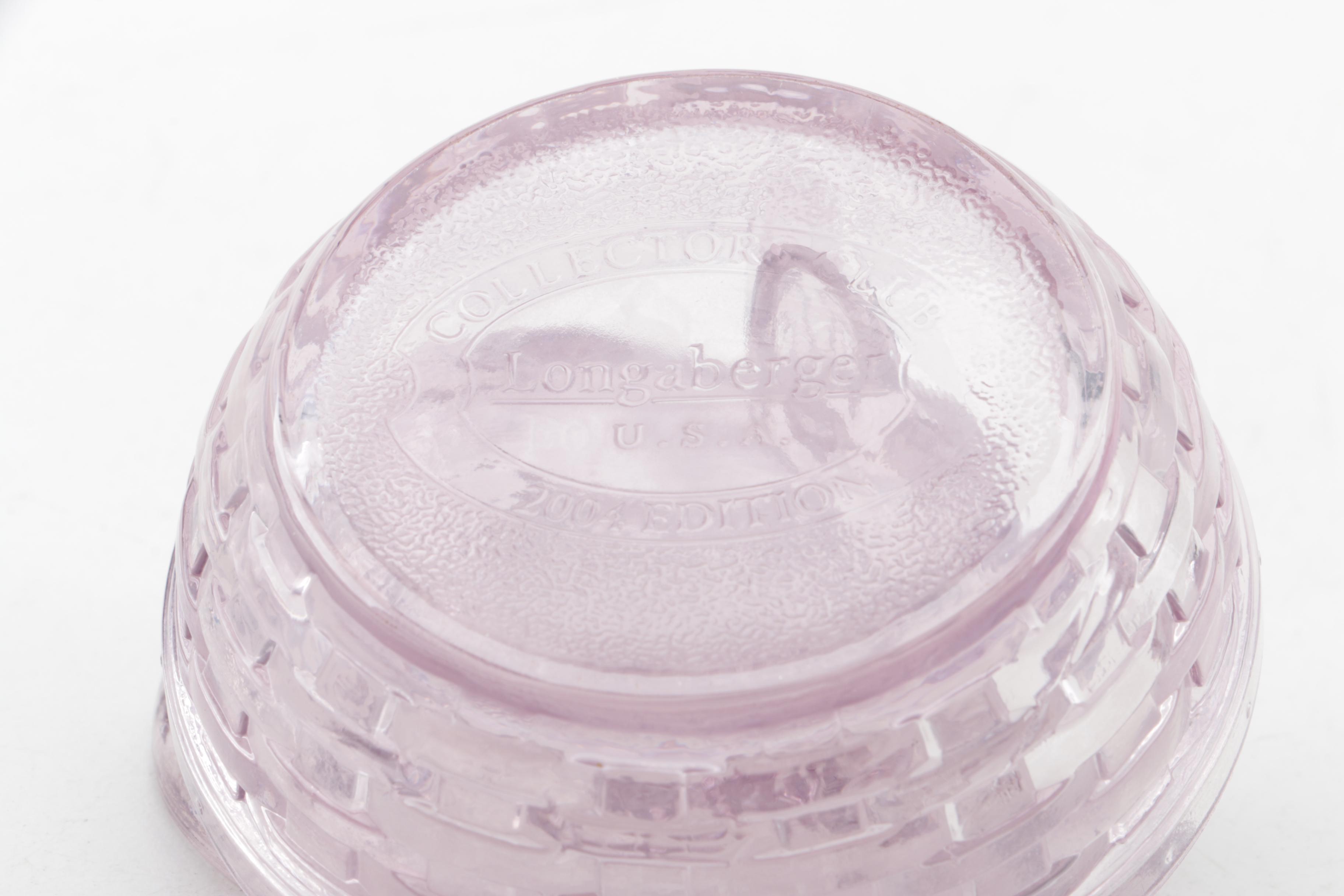 Longaberger Collectors Club Crocus Basket and Lavender Easter Bunny Dish