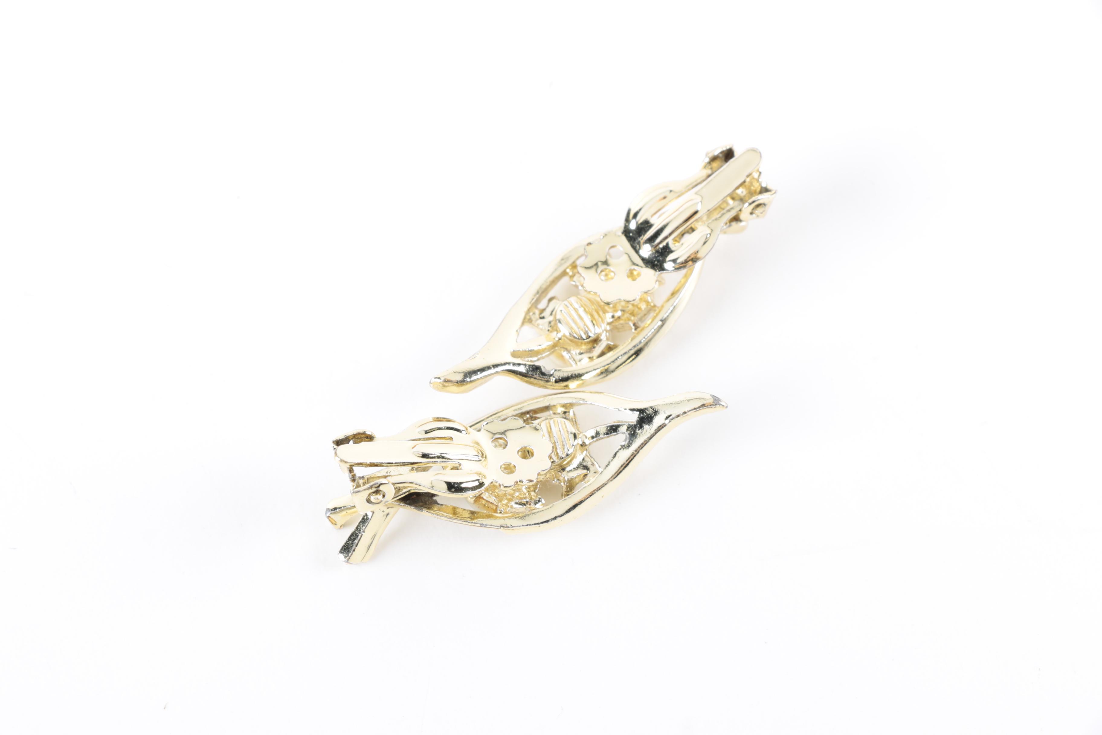 Vintage Costume Jewelry with Enamel, Mother of Pearl, and Glass Stones