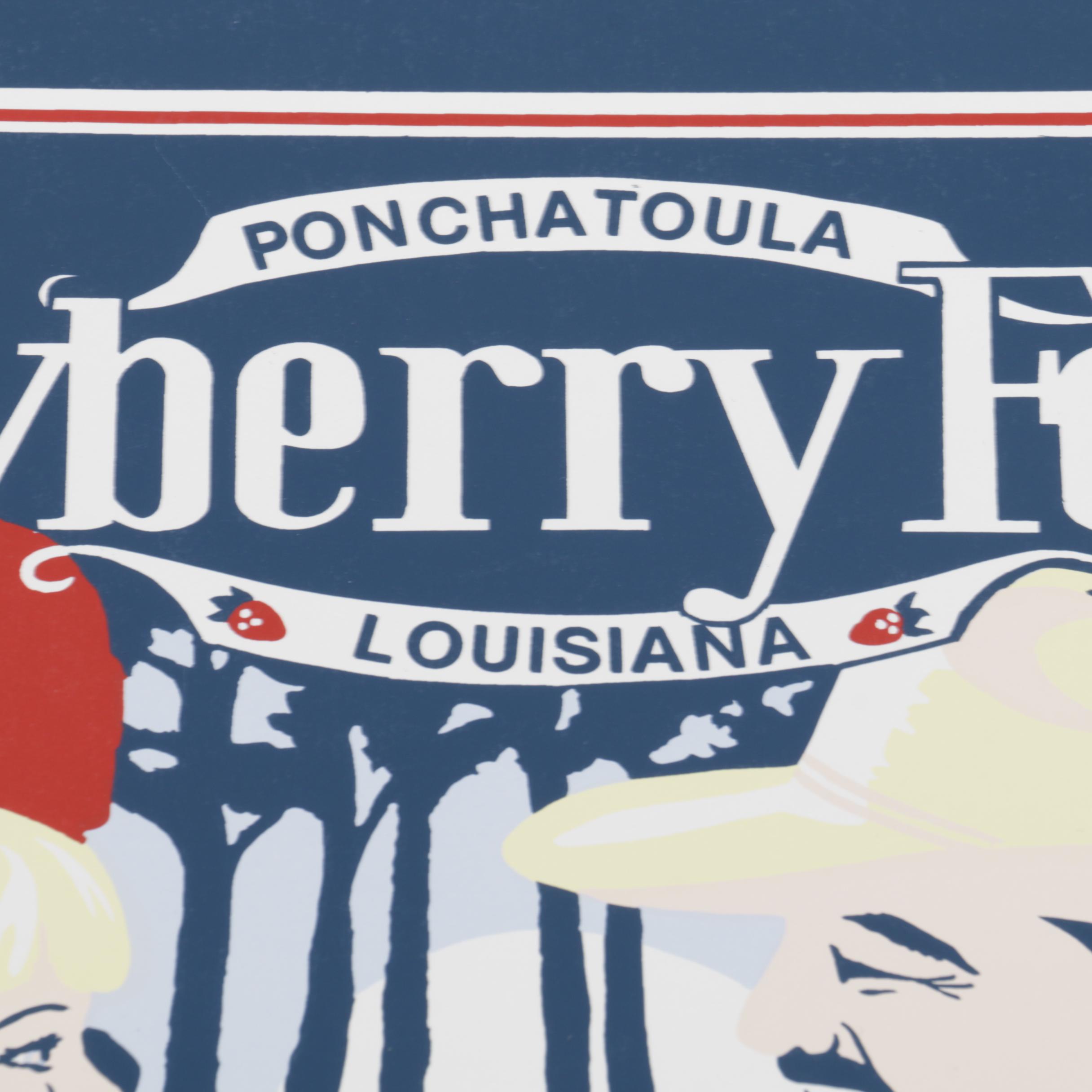 Holloway Limited Edition 1985 Ponchatoula Strawberry Festival Serigraph Poster