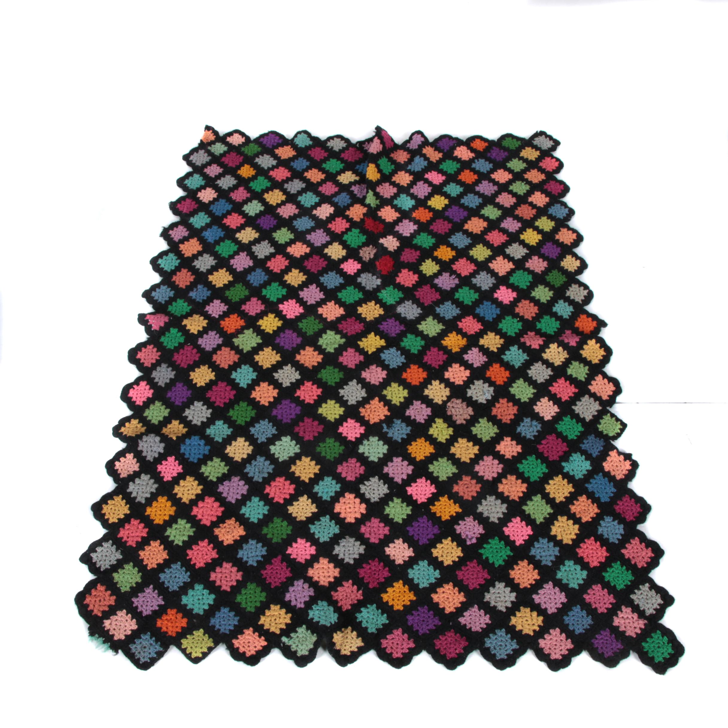 Vintage Diamond Pattern Crocheted Afghan