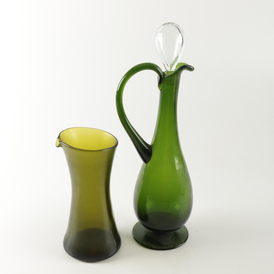 Green Glass Pitchers