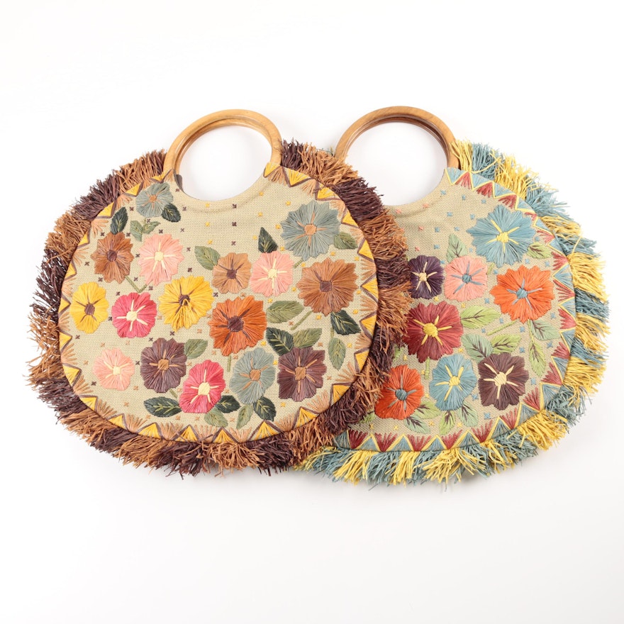 Pair of Woven Fiber Handbags