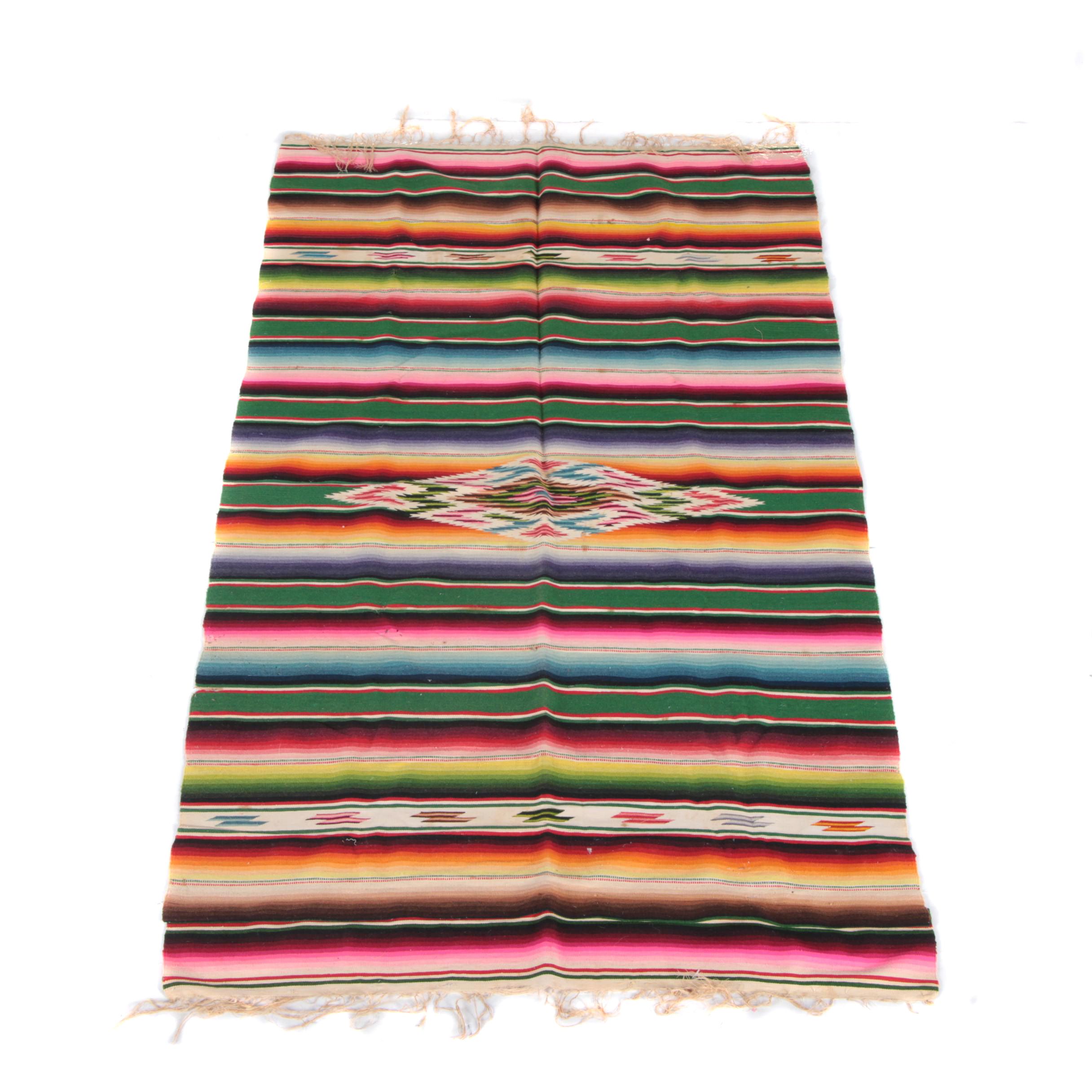 Handwoven Mexican Serape Wool Blanket