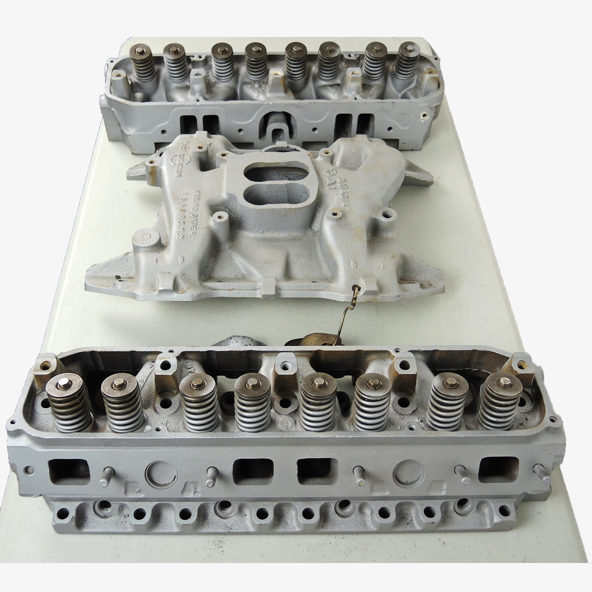1971 Chrysler Dodge Iron Cylinder Heads and Four Barrel Intake Manifold