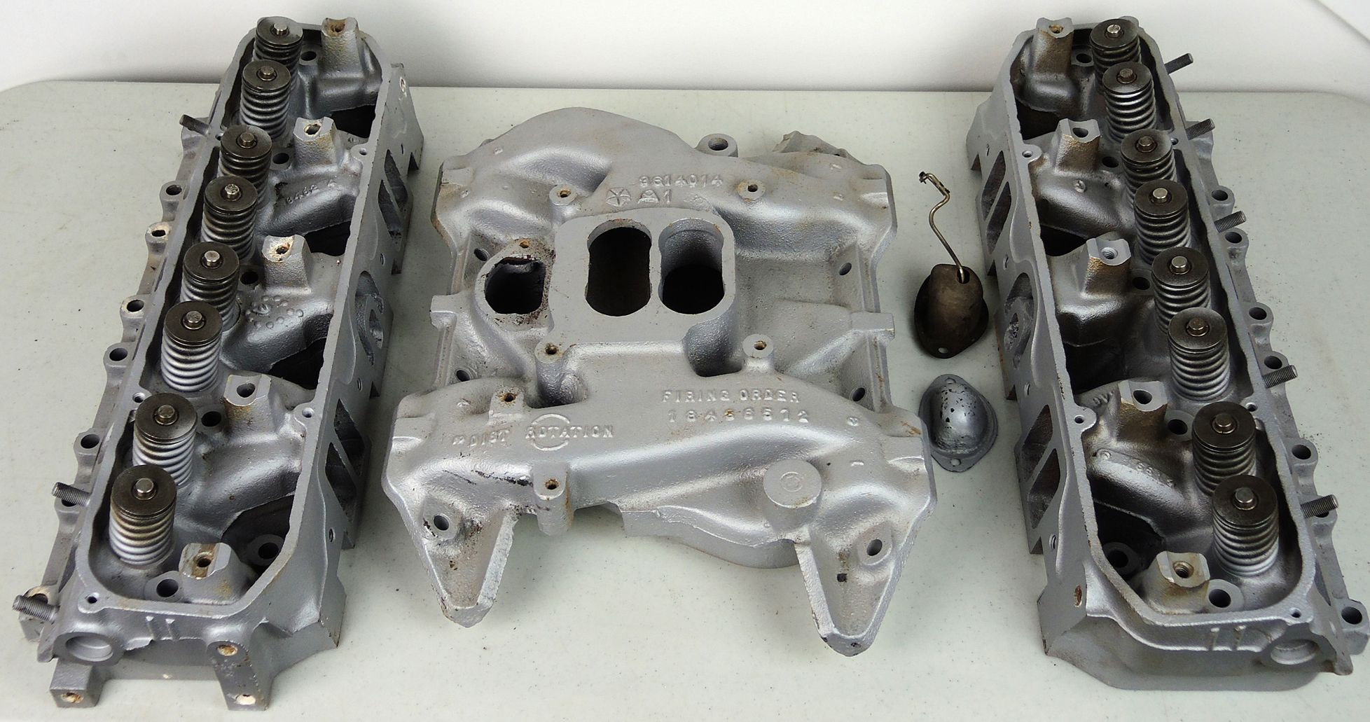 1971 Chrysler Dodge Iron Cylinder Heads and Four Barrel Intake Manifold