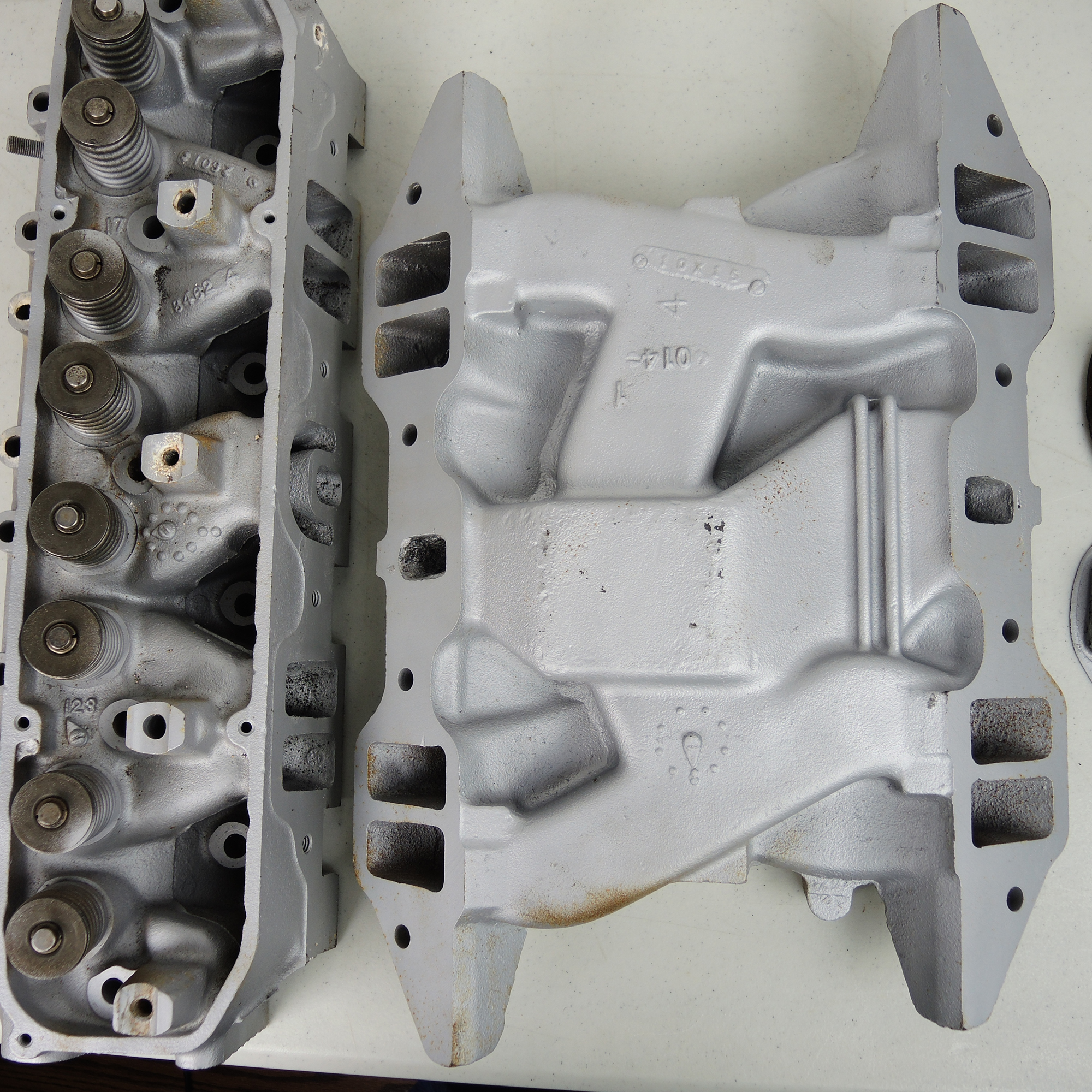 1971 Chrysler Dodge Iron Cylinder Heads and Four Barrel Intake Manifold