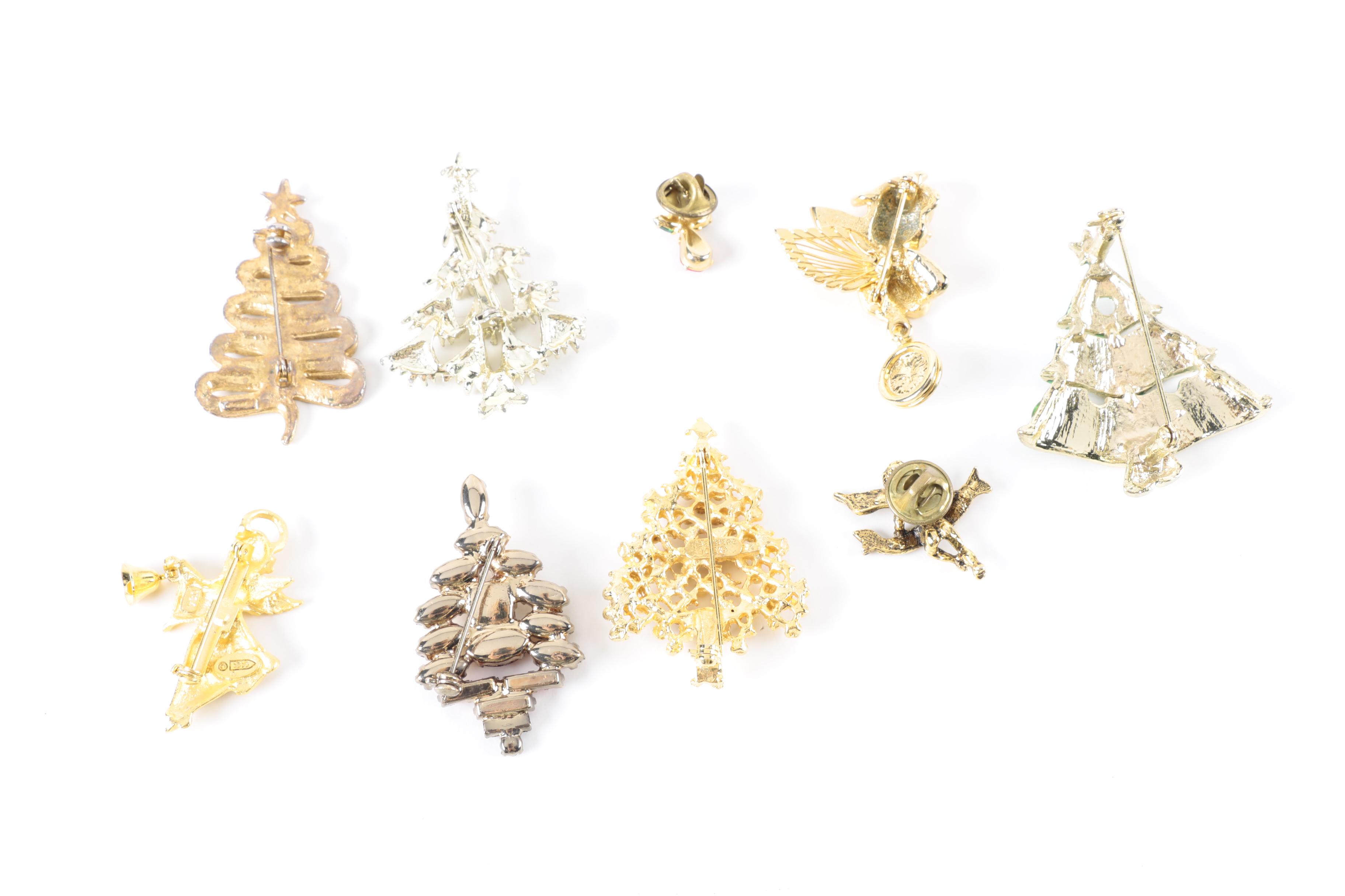 Vintage Christmas-Themed Costume Jewelry Featuring Eisenberg Ice
