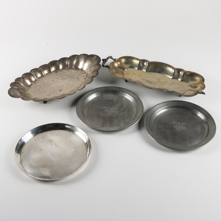 Metal Trays and Plates Including Silver Plate and Pewter