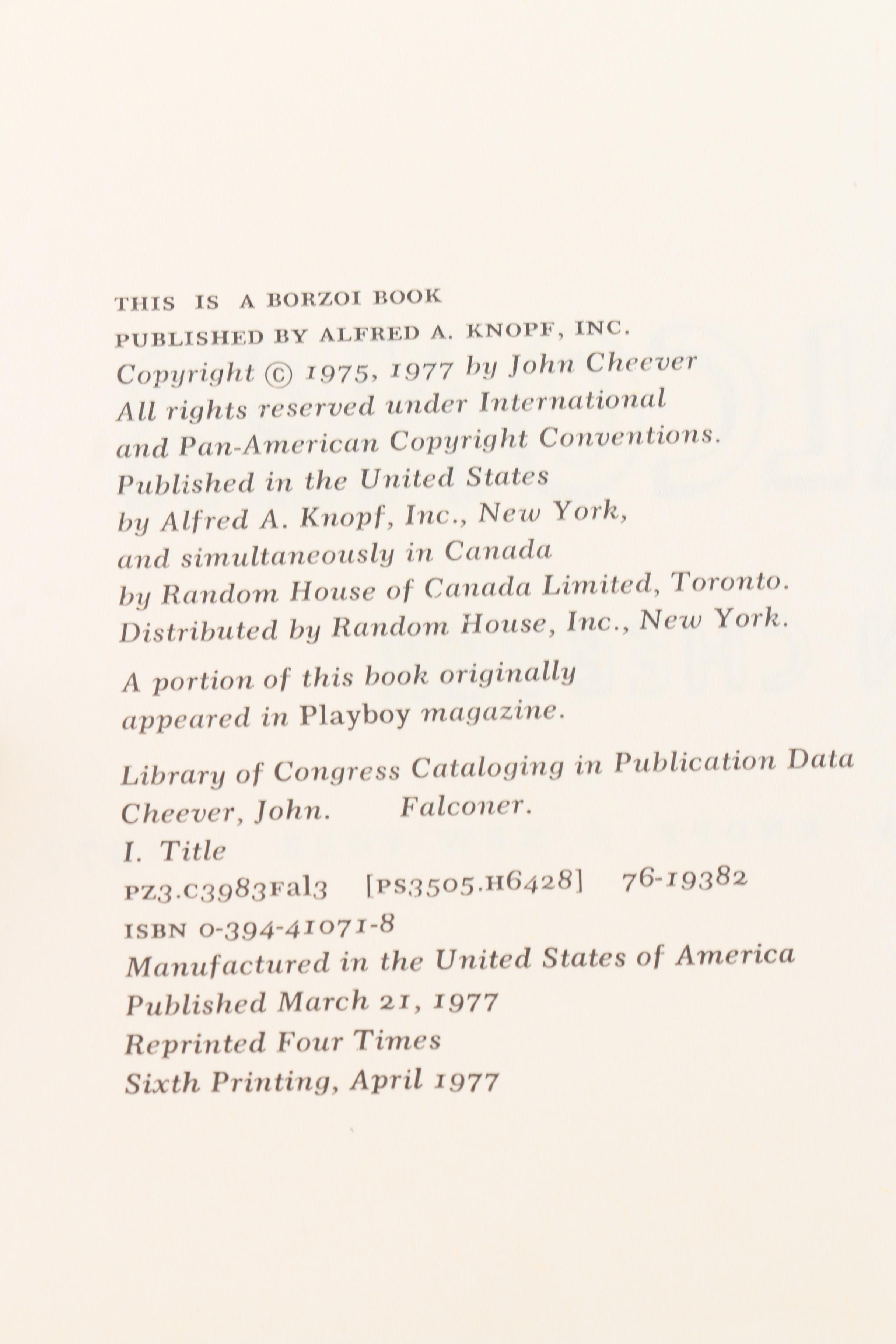 1977 "Falconer" by John Cheever