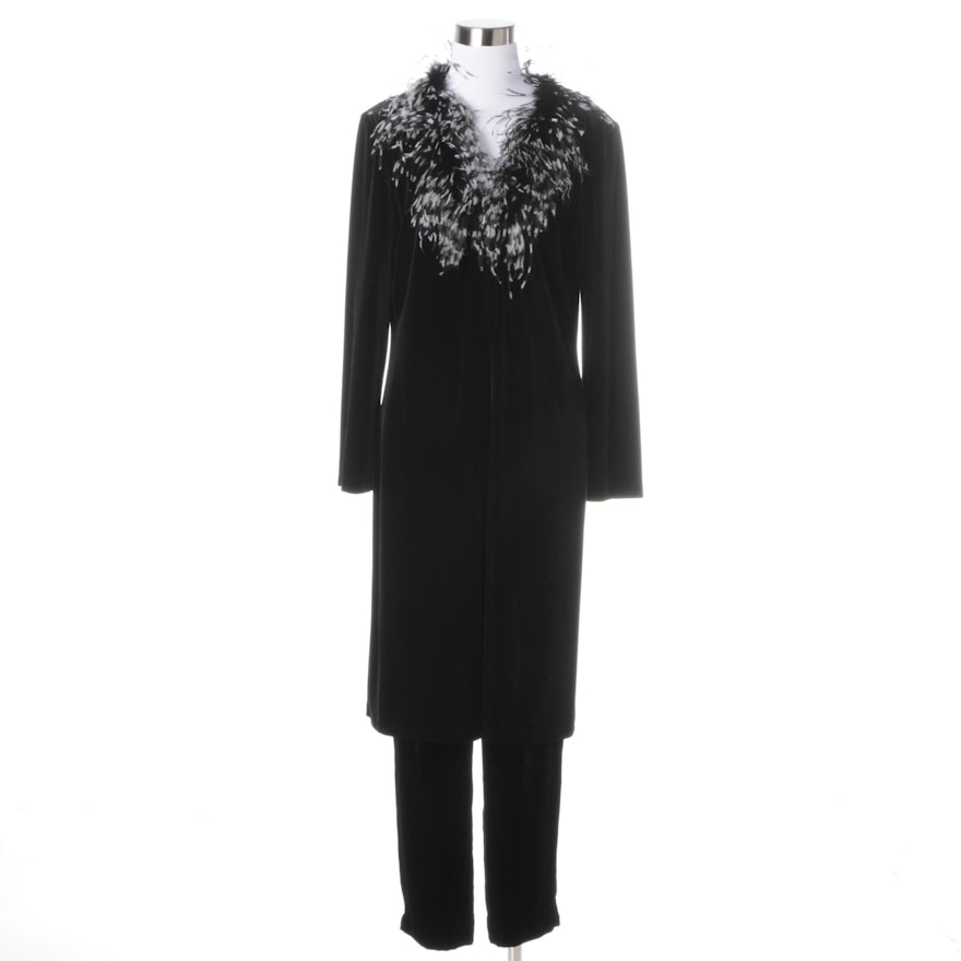 Jackie Jon Pantsuit with Ostrich Feather Trim