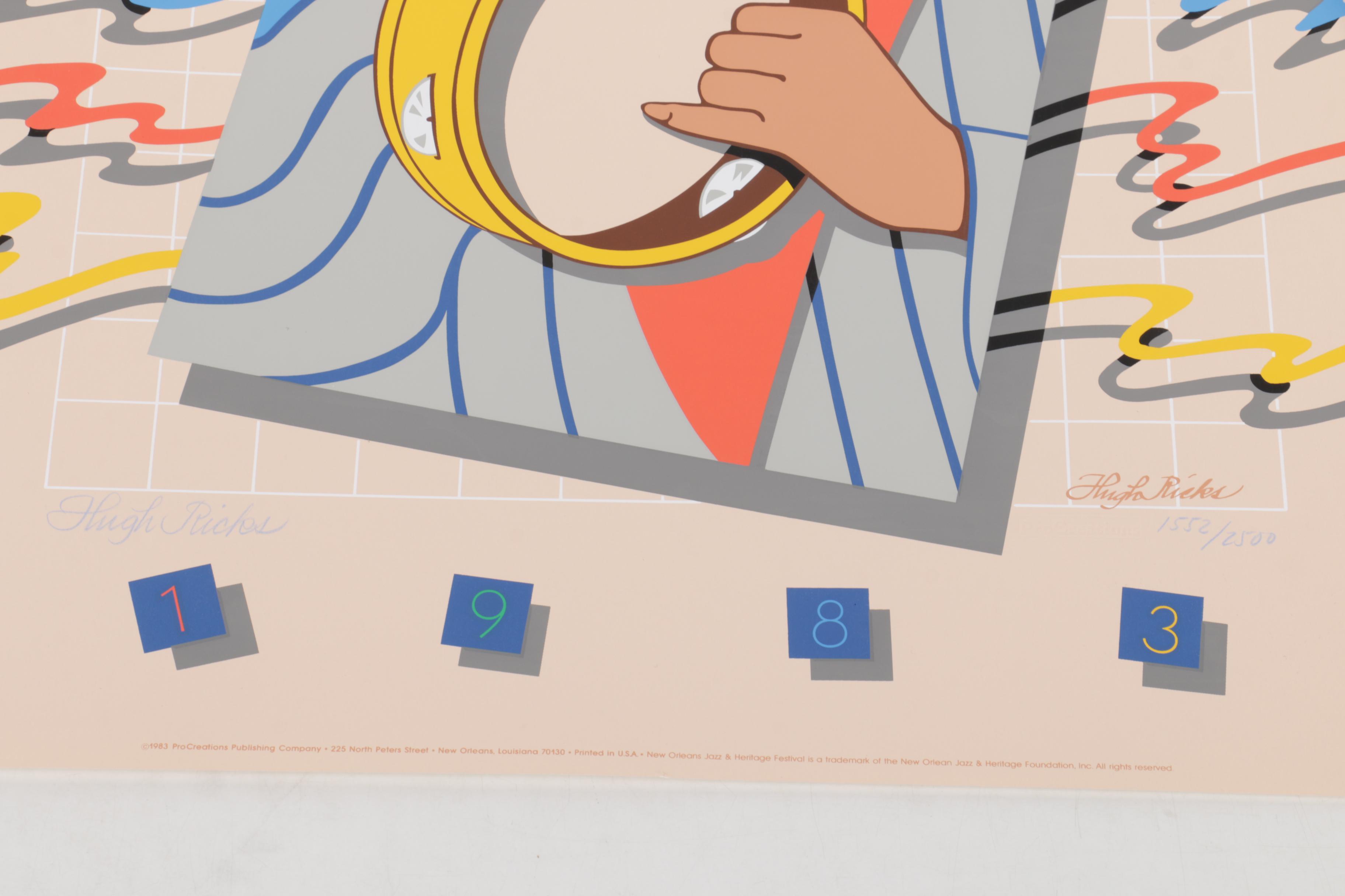 Hugh Ricks Limited Edition 1983 New Orleans Jazz and Heritage Festival Serigraph