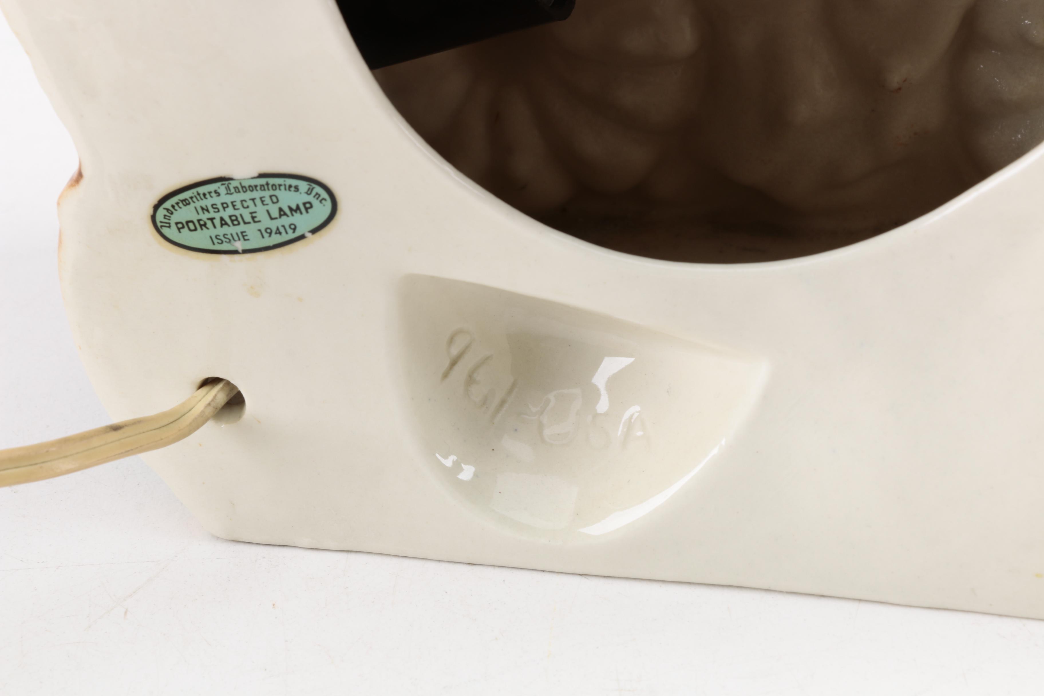 Vintage Ceramic Conestoga Wagon Accent Lamp