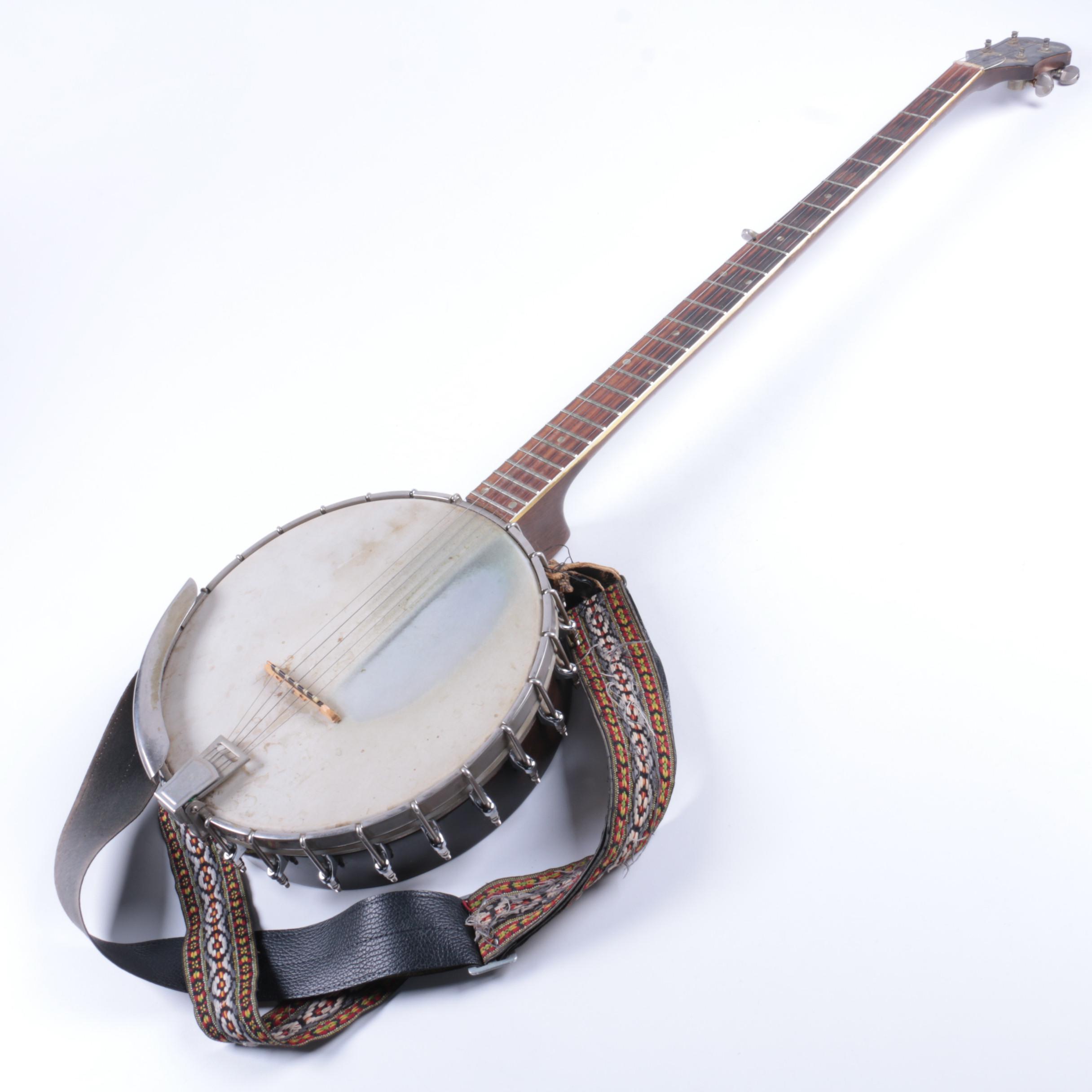 Vintage Epiphone Long Neck Banjo and Sheet Music