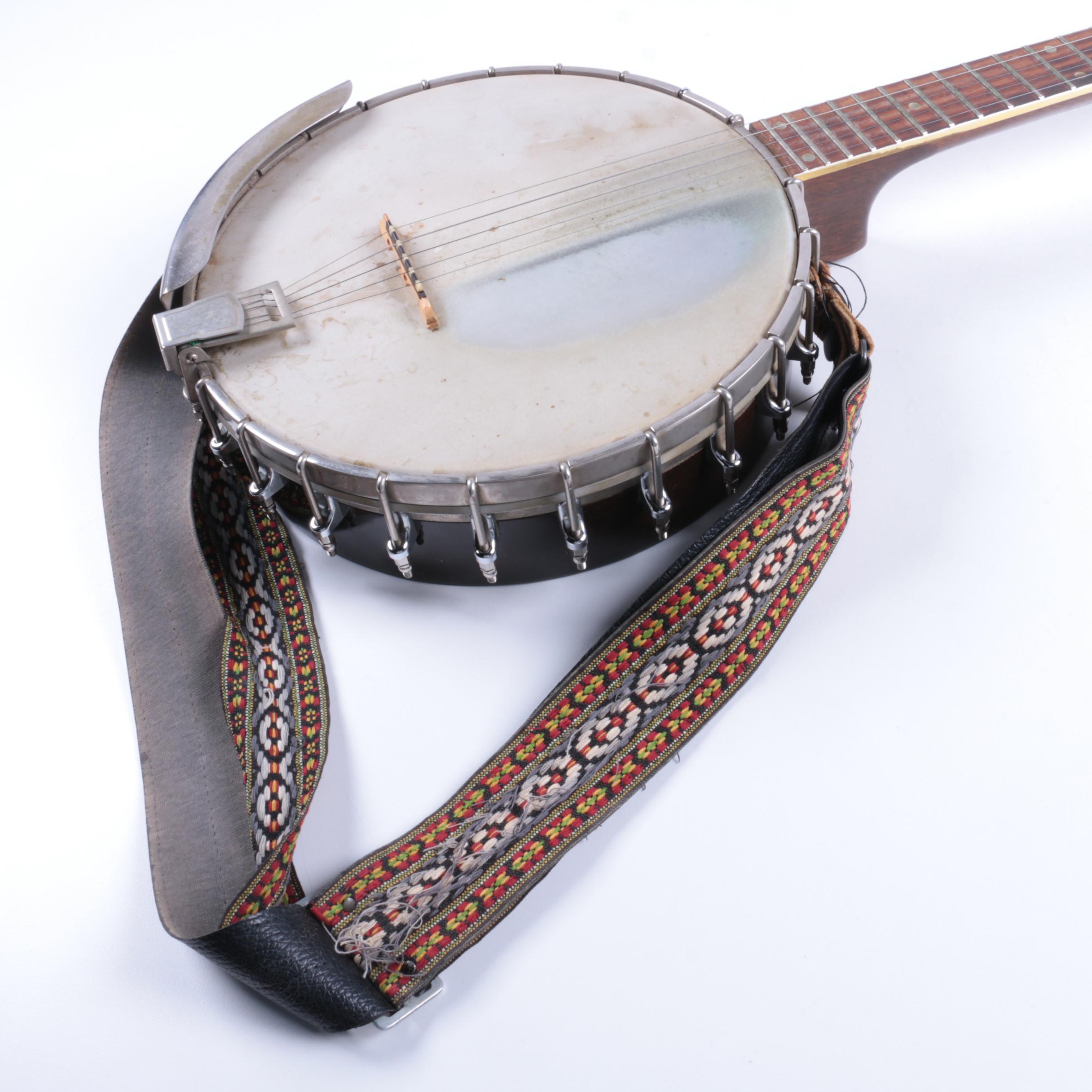 Vintage Epiphone Long Neck Banjo and Sheet Music