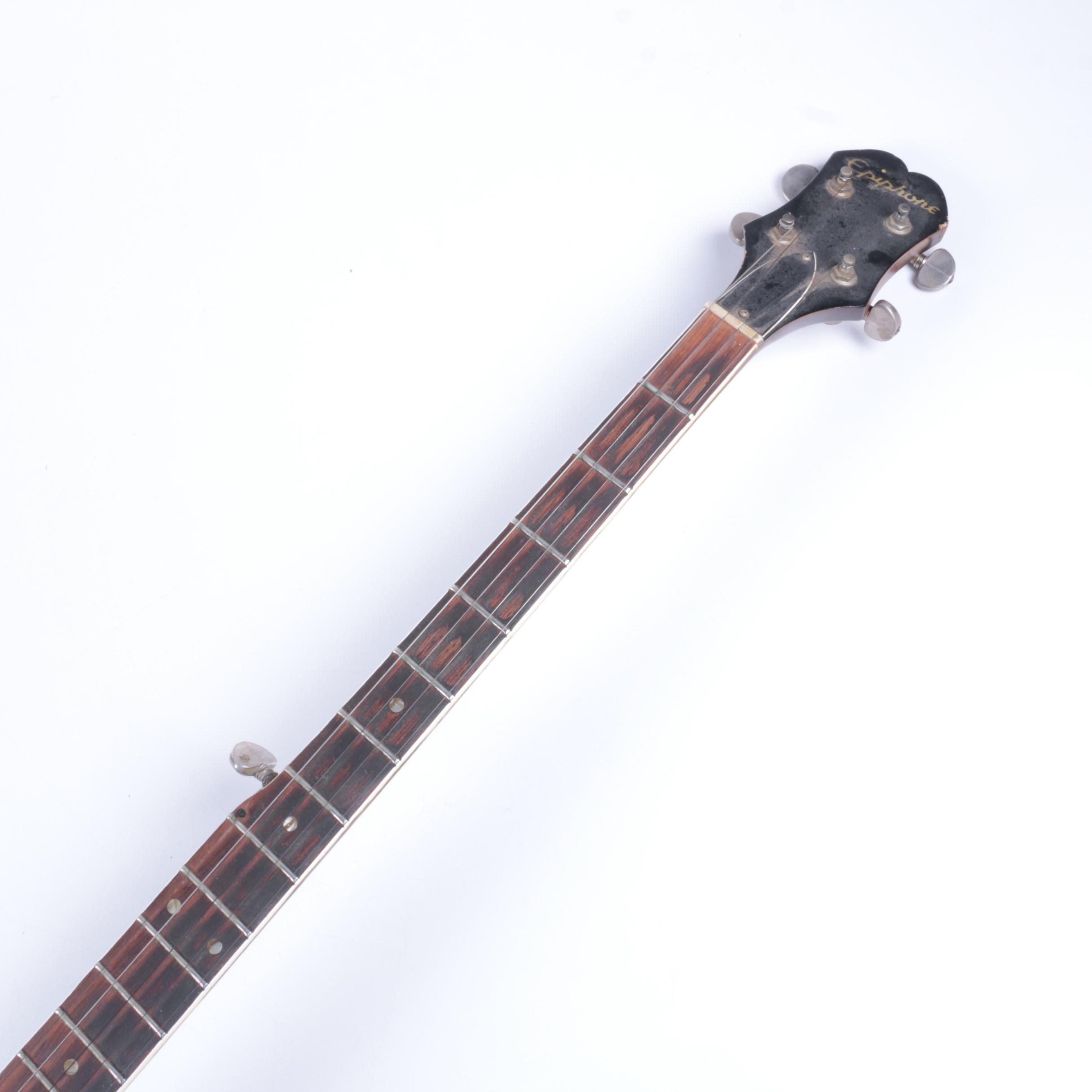 Vintage Epiphone Long Neck Banjo and Sheet Music