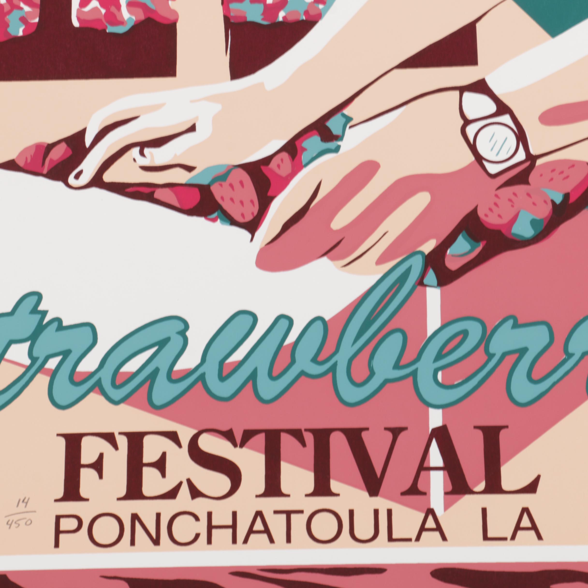 Durand Limited Edition 1998 Ponchatoula Strawberry Festival Serigraph Poster