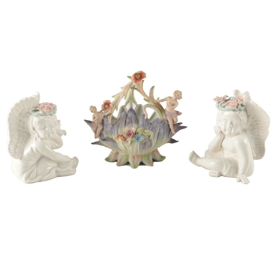 Assortment of Cherub Themed Porcelain Figurines