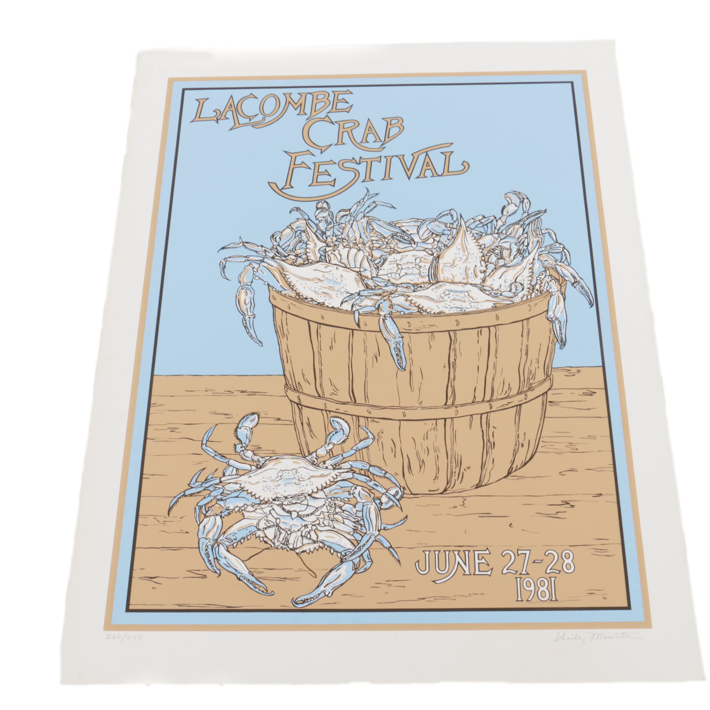 Shirley Masinter 1981 Limited Edition Lacombe Crab Festival Serigraph Poster