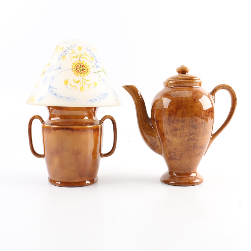 Arnel Glazed Brown Jug and Brown Pottery Pitcher