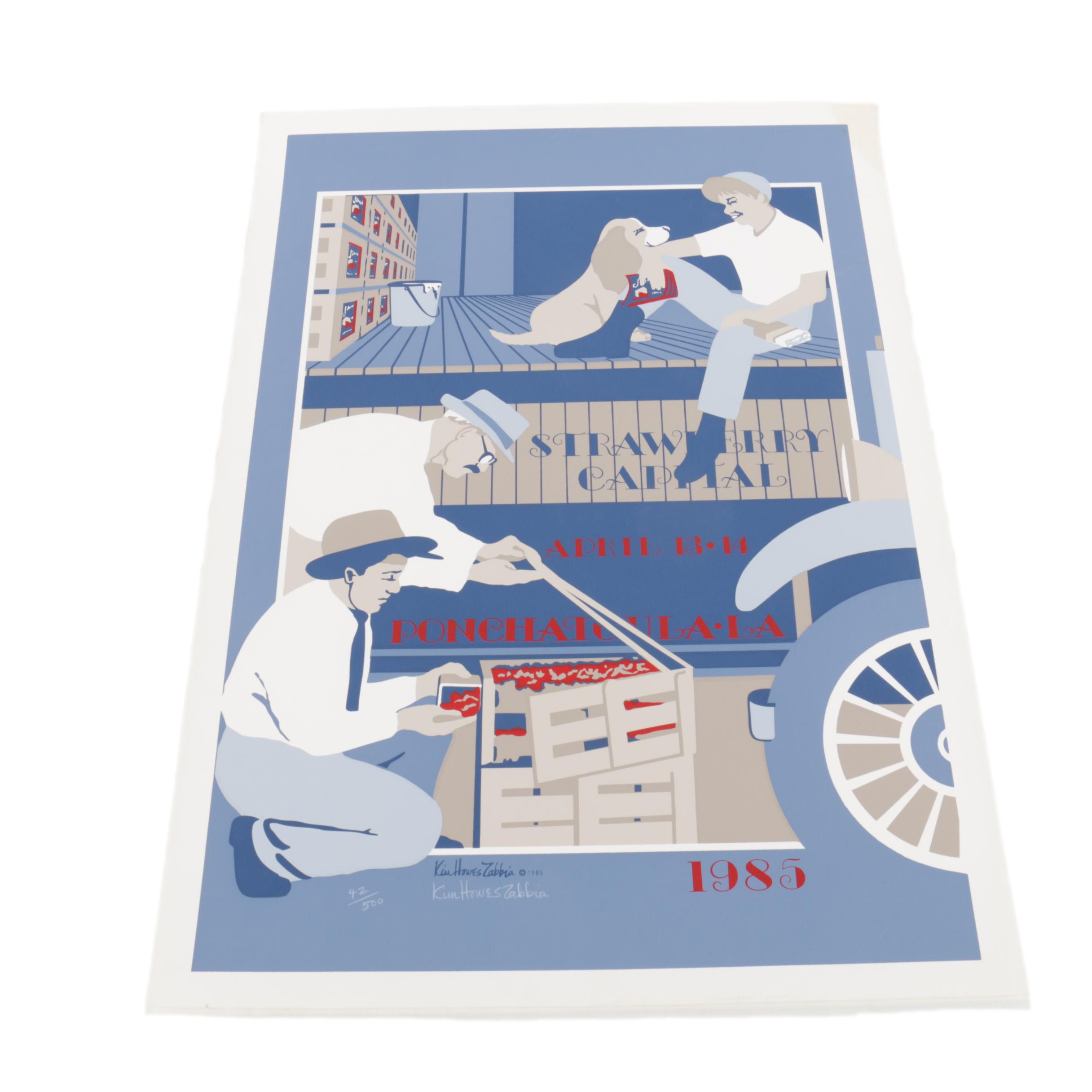 Zabbia Limited Edition 1985 Ponchatoula Strawberry Festival Serigraph